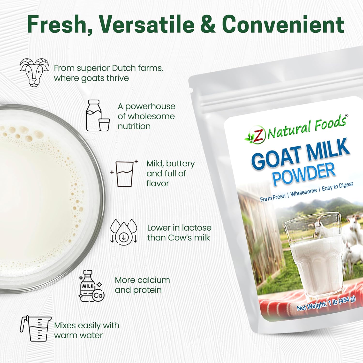 Z Natural Foods Premium Whole Milk Powder - Powdered Milk for Baking, Cooking, Drinks - Dry Milk Powder, Pasteurized, Non-GMO, Gluten-Free, Kosher-Certified, 5 lbs
