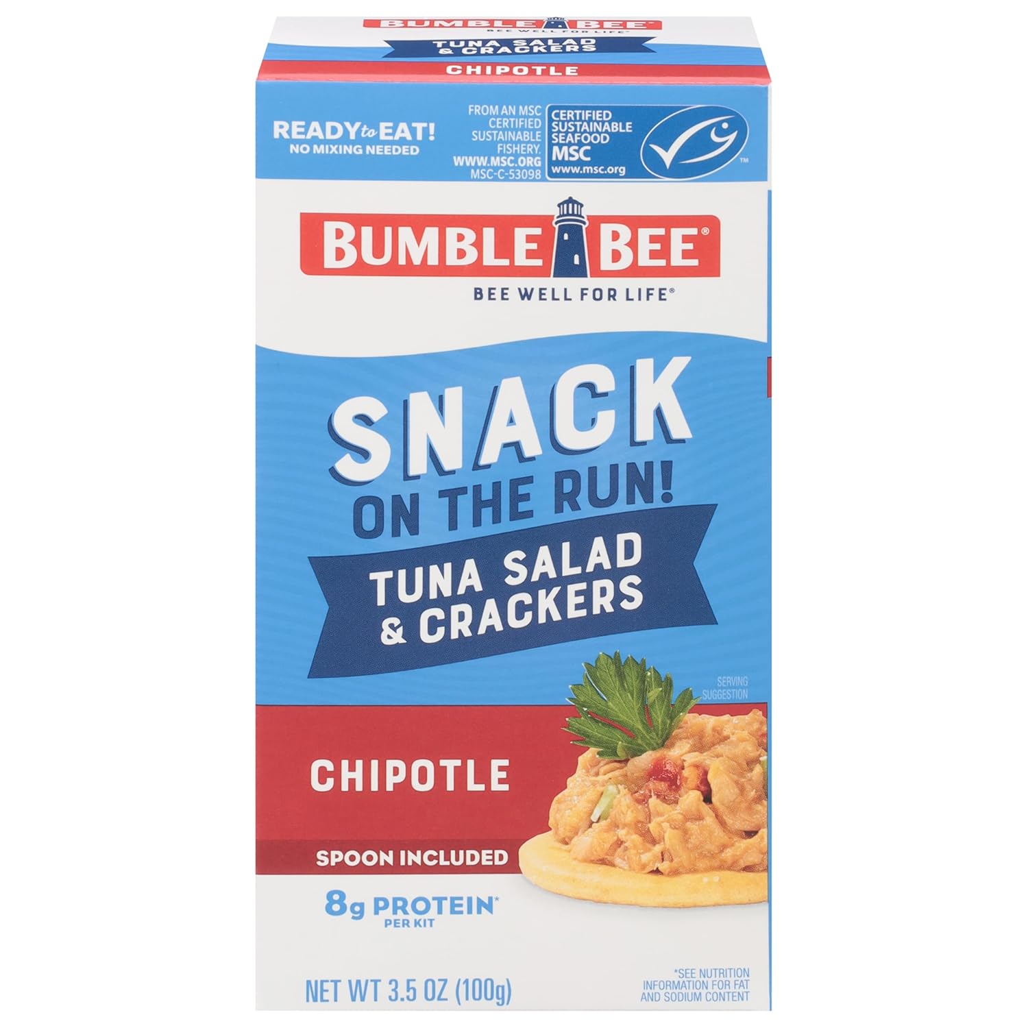 Bumble Bee Snack On The Run Original Tuna Salad with Crackers Kit (Pack of 12) - Ready to Eat Protein Snack Pack - 8g Protein per Box - Wild Caught MSC Certified Tuna
