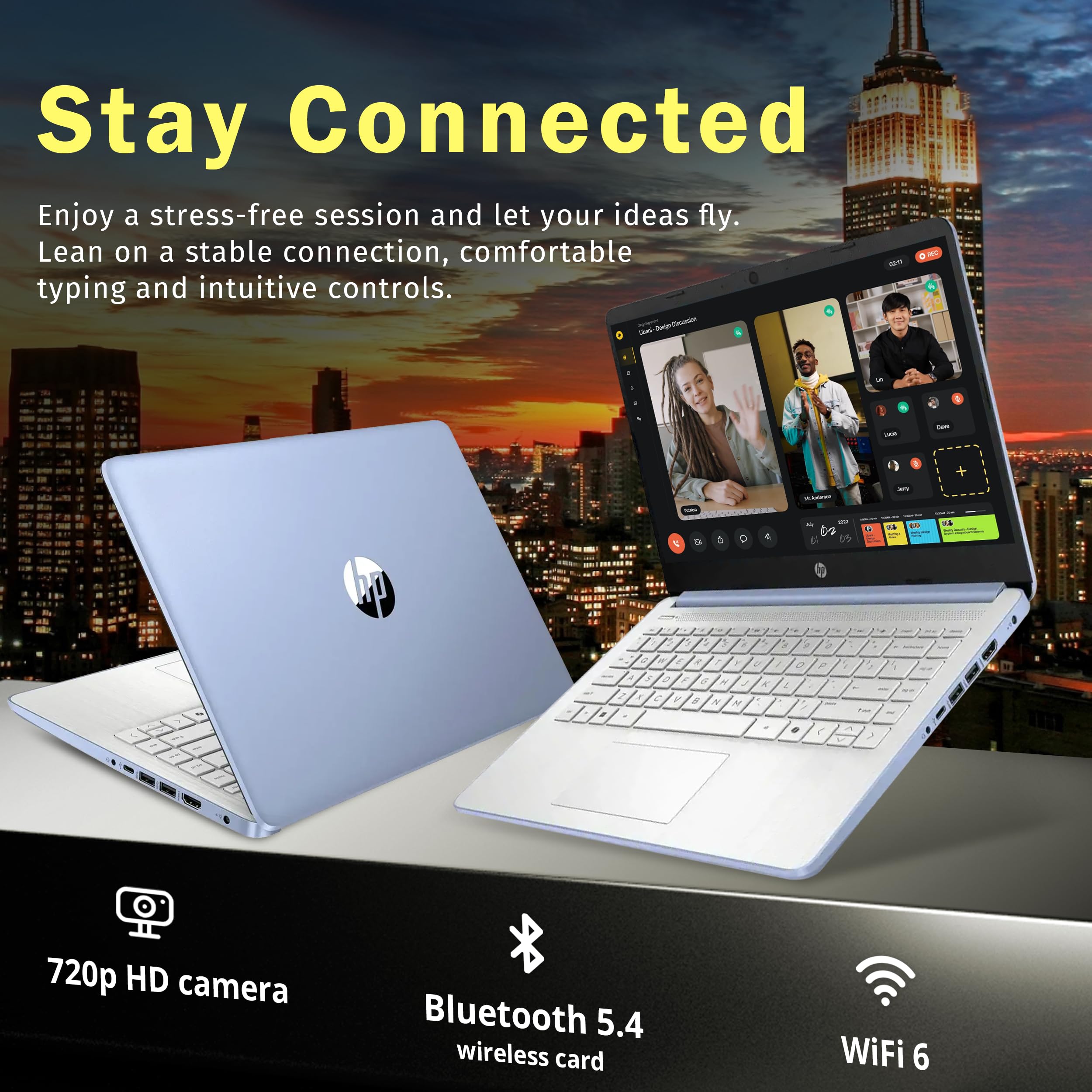 HP Stream 14" HD BrightView Laptop, Intel Celeron N4120, 16GB RAM, 288GB Storage (128GB UFS + 160GB Docking Station Set), Intel UHD Graphics, 720p Webcam, Wi-Fi, 1 Year Office 365, Win 11S, Silver