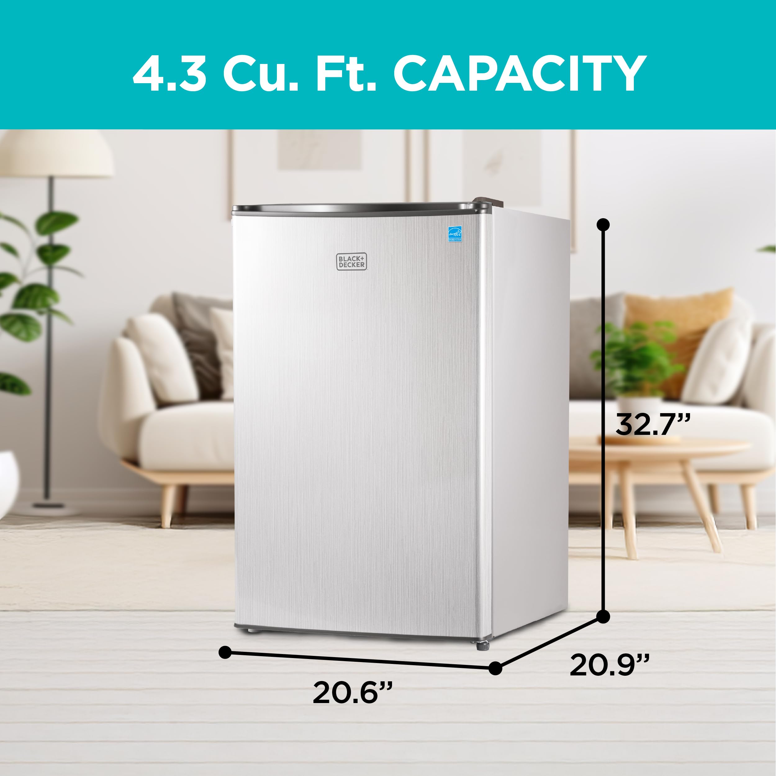 BLACK+DECKER 1.7 Cu. Ft. Compact Refrigerator, ENERGY STAR Certified, Single Door Mini Fridge with Chiller Compartment, Personal Fridge for Home or Dorm Room, R600a Refrigerant, BCRK17W, White