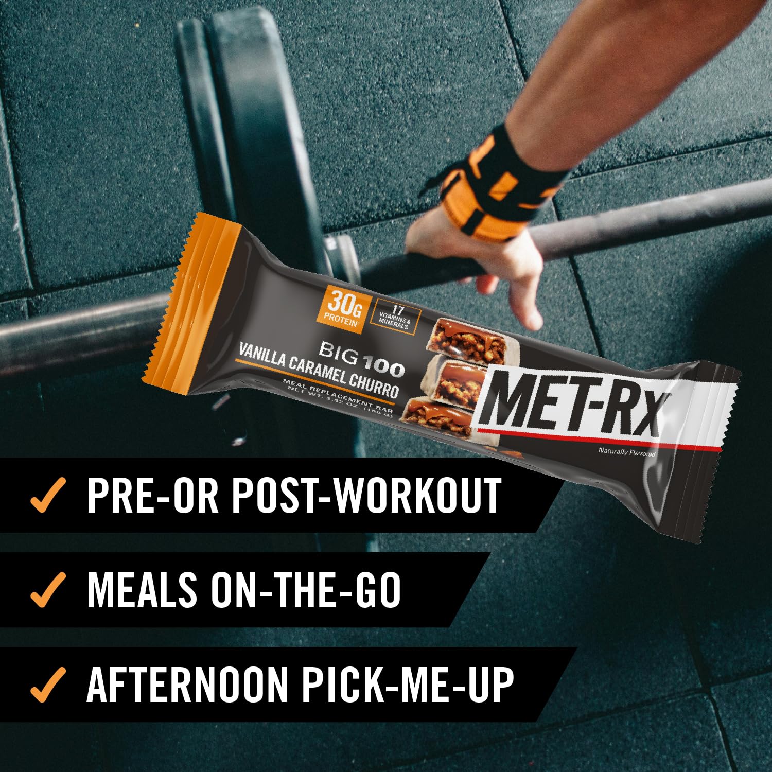 MET-Rx Big 100 Protein Bar, Meal Replacement Bar, 32G Protein, Super Cookie Crunch, 9 Bars (Pack of 1)