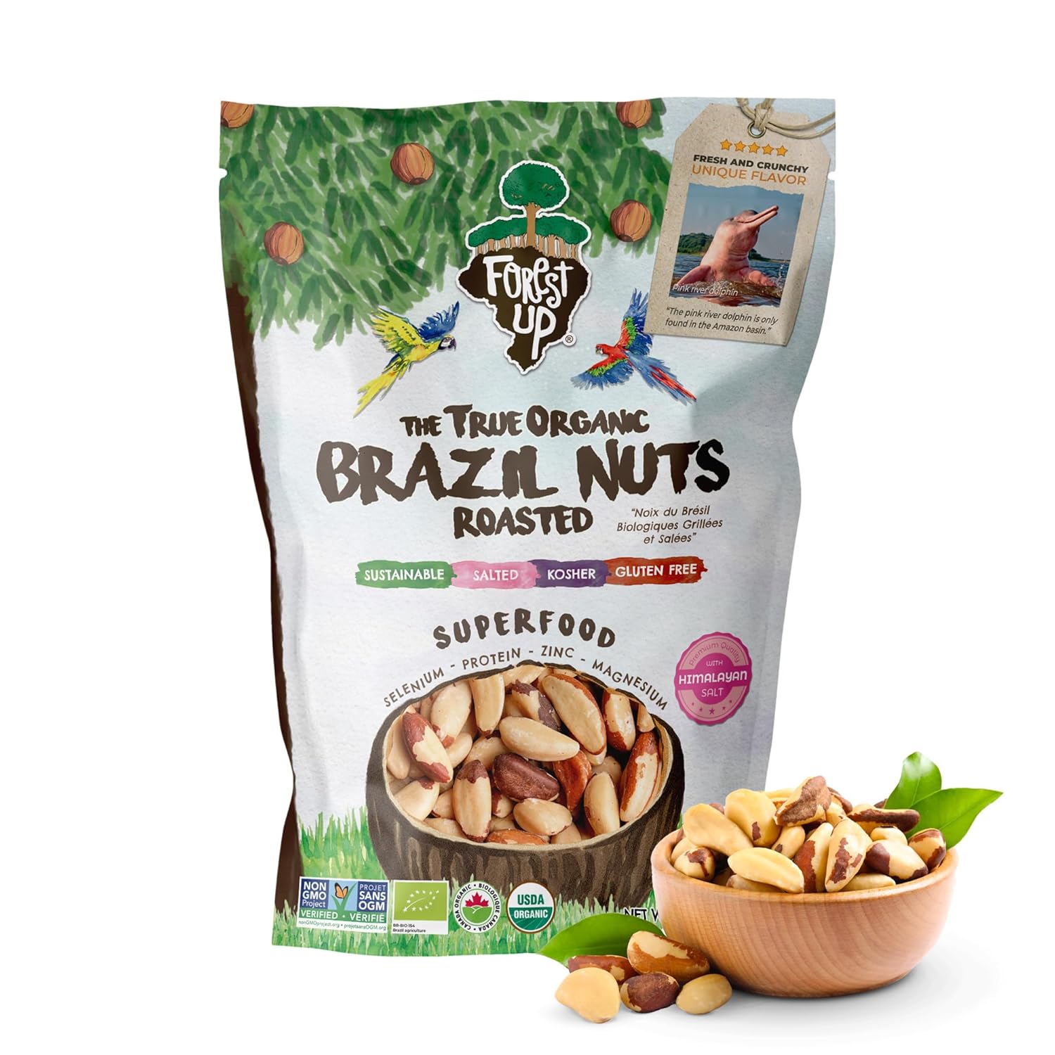 Snack The True Organic Brazil Nuts 15 oz – Raw and Unsalted – Kosher – Healthy-Rich in Vegetable Protein – Harvested in Amazon Rainforest – Fresh, Vegan and Gluten Free – Forest Up