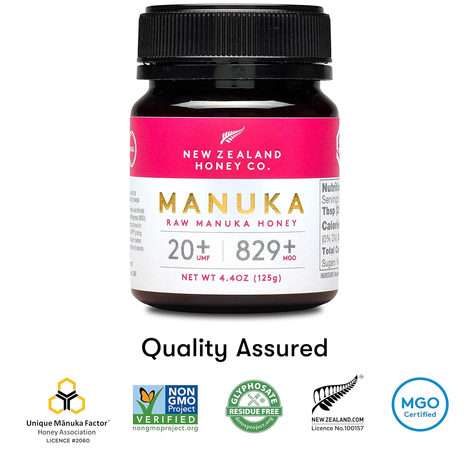 New Zealand Honey Co. Raw Manuka Honey UMF 20+ / MGO 829+ | UMF Certified | 4.4oz | Medical Grade Raw Honey