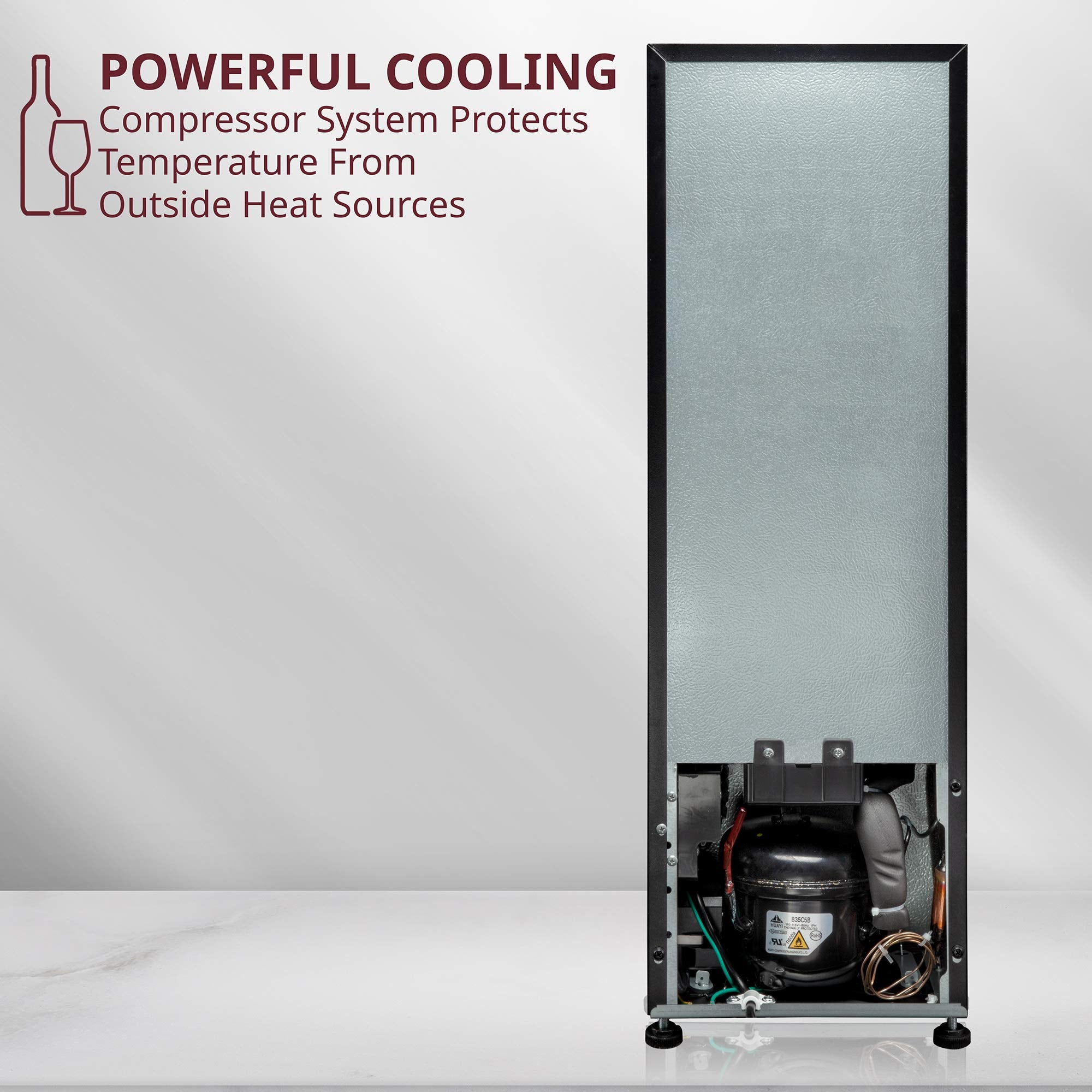 SCHMECKE 28 Bottle Compressor Wine Cooler Refrigerator w/Lock - Large Freestanding Wine Cellar - 41f-64f Digital Temperature Control Wine Fridge For Red, White, Champagne or Sparkling Wine - Black