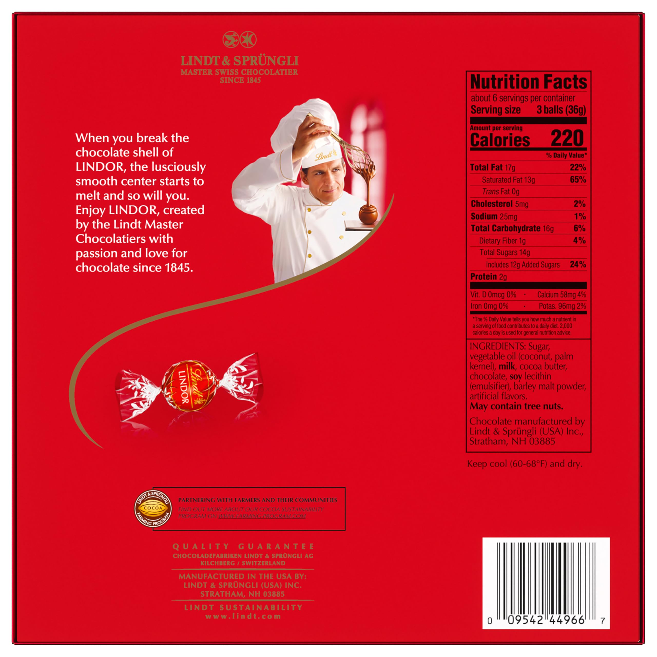 Lindt LINDOR Dark Chocolate Candy Truffles, Dark Chocolate with Smooth, Melting Truffle Center, 25.4 oz., 60 Count