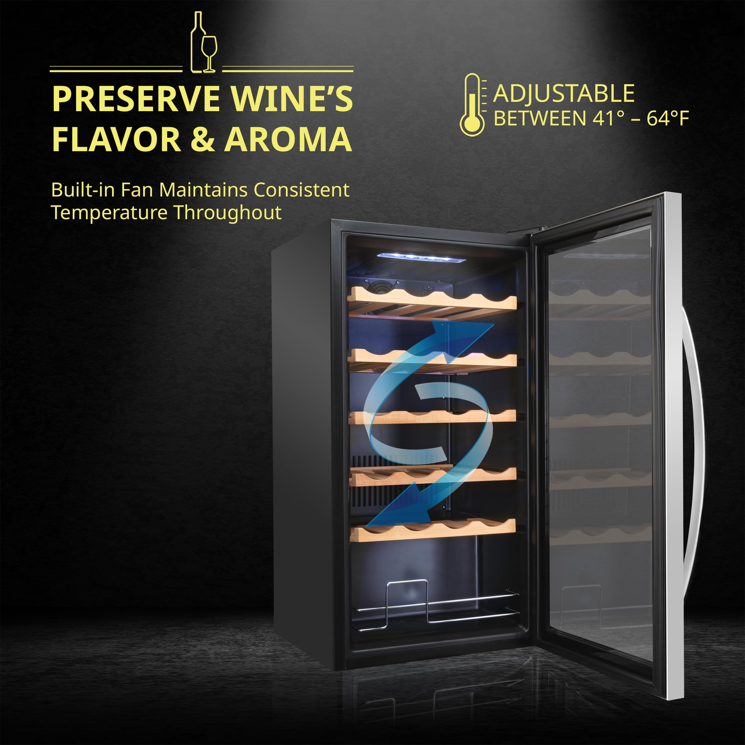 SCHMECKE 28 Bottle Compressor Wine Cooler Refrigerator w/Lock - Large Freestanding Wine Cellar - 41f-64f Digital Temperature Control Wine Fridge For Red, White, Champagne or Sparkling Wine - Black
