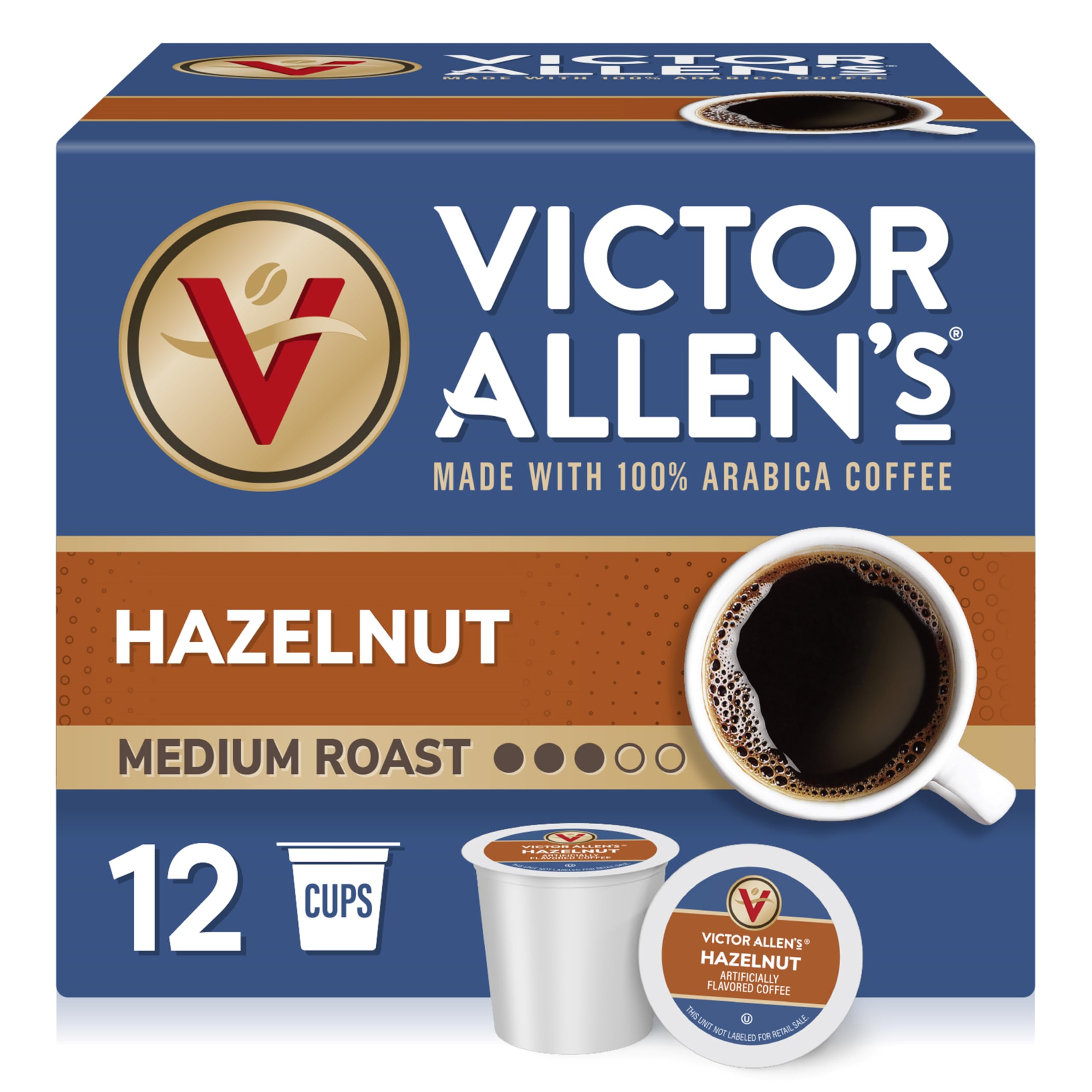Victor Allen's Coffee Hazelnut Flavored, Medium Roast, 80 Count, Single Serve Coffee Pods for Keurig K-Cup Brewers