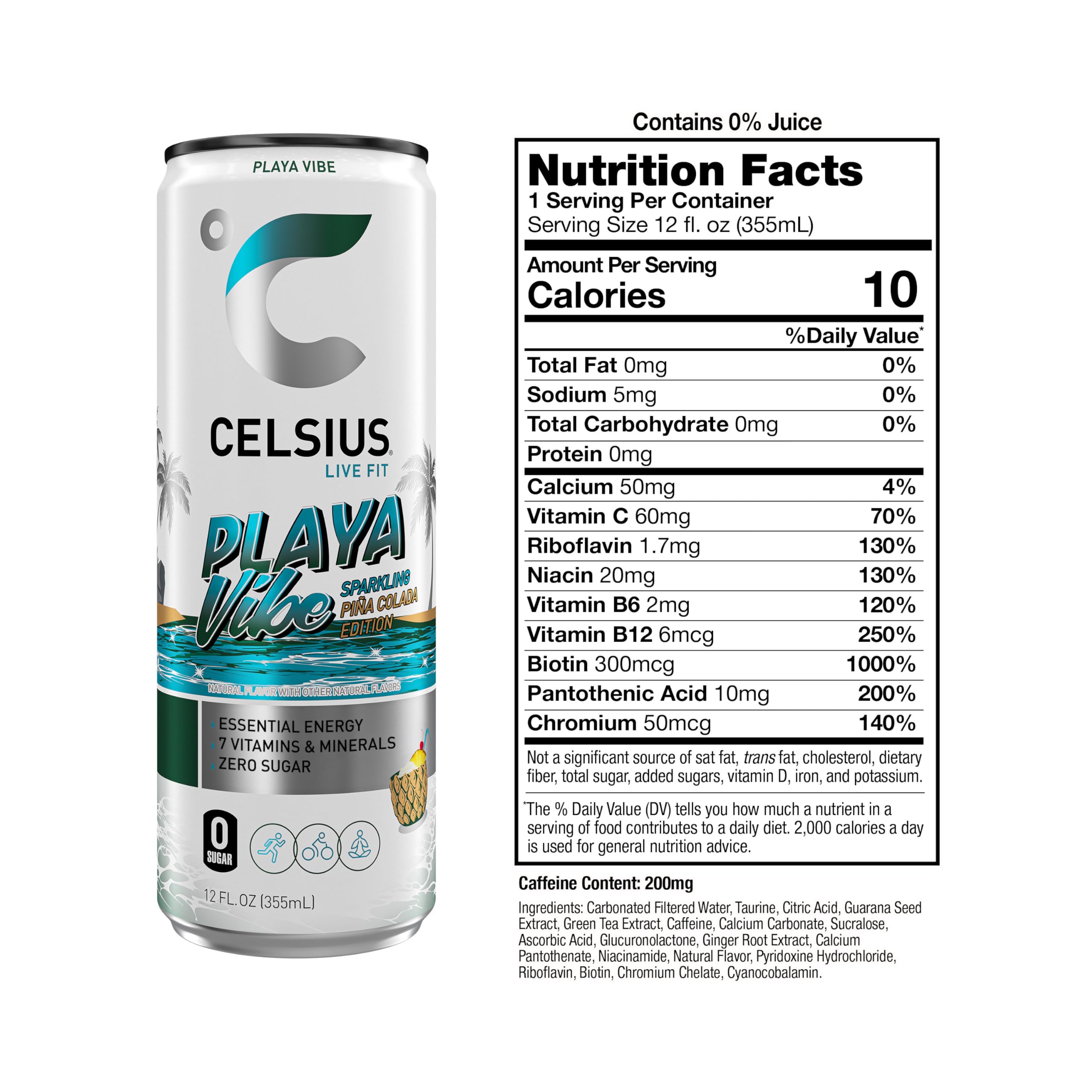 CELSIUS ASTRO VIBE Sparkling Blue Razz, Sugar Free Energy Drink, 12 Fl Oz (Pack of 12)
