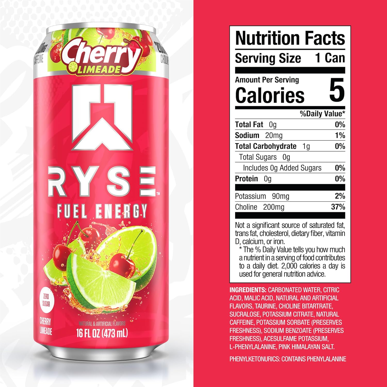 RYSE Fuel Energy Drink - Variety Pack - Sugar Free, Gluten Free & Vegan - 200mg Natural Caffeine, Taurine & Choline for Focus & Energy - No Artificial Colors - 16 fl oz Cans (12-Pack)