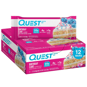 Quest Nutrition Chocolate Chip Dough Cookie Protein Bars, 21g Protein, 1g Sugar, 4g Net Carb, High Fiber, Gluten Free, Keto Friendy, 12 Count