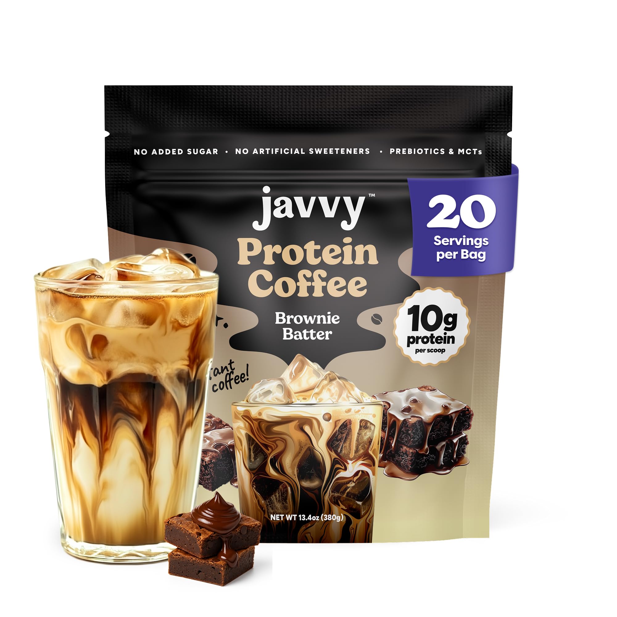 Caramel Protein Iced Coffee - Premium Whey Protein & Instant Iced Coffees - 100% Natural Cold Brew - Zero Artificial Flavors & Sweeteners, 80 mg Caffeine Per Serving, No Added Sugar, 20 Servings