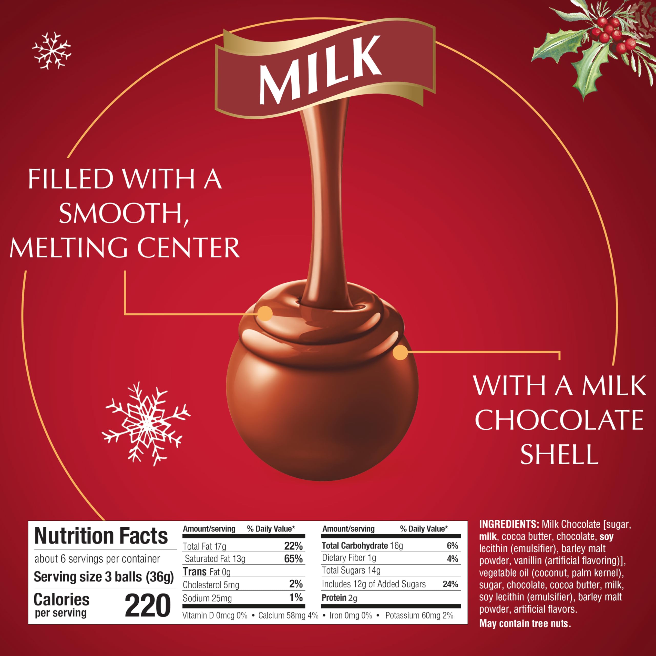 Lindt LINDOR Dark Chocolate Candy Truffles, Dark Chocolate with Smooth, Melting Truffle Center, 25.4 oz., 60 Count
