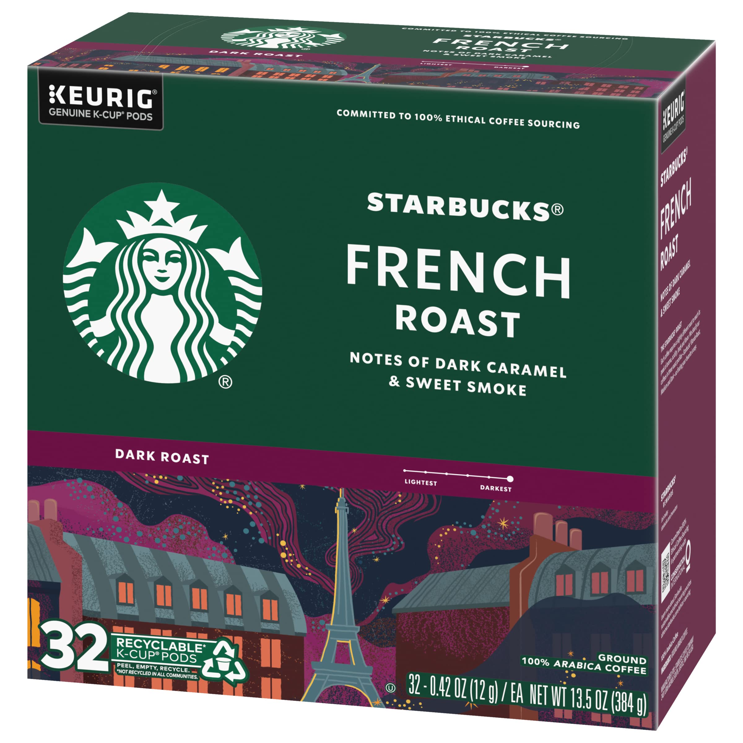 Starbucks K-Cup Coffee Pods, Dark Roast Hot or Iced Coffee, French Roast, 96 Keurig Pods