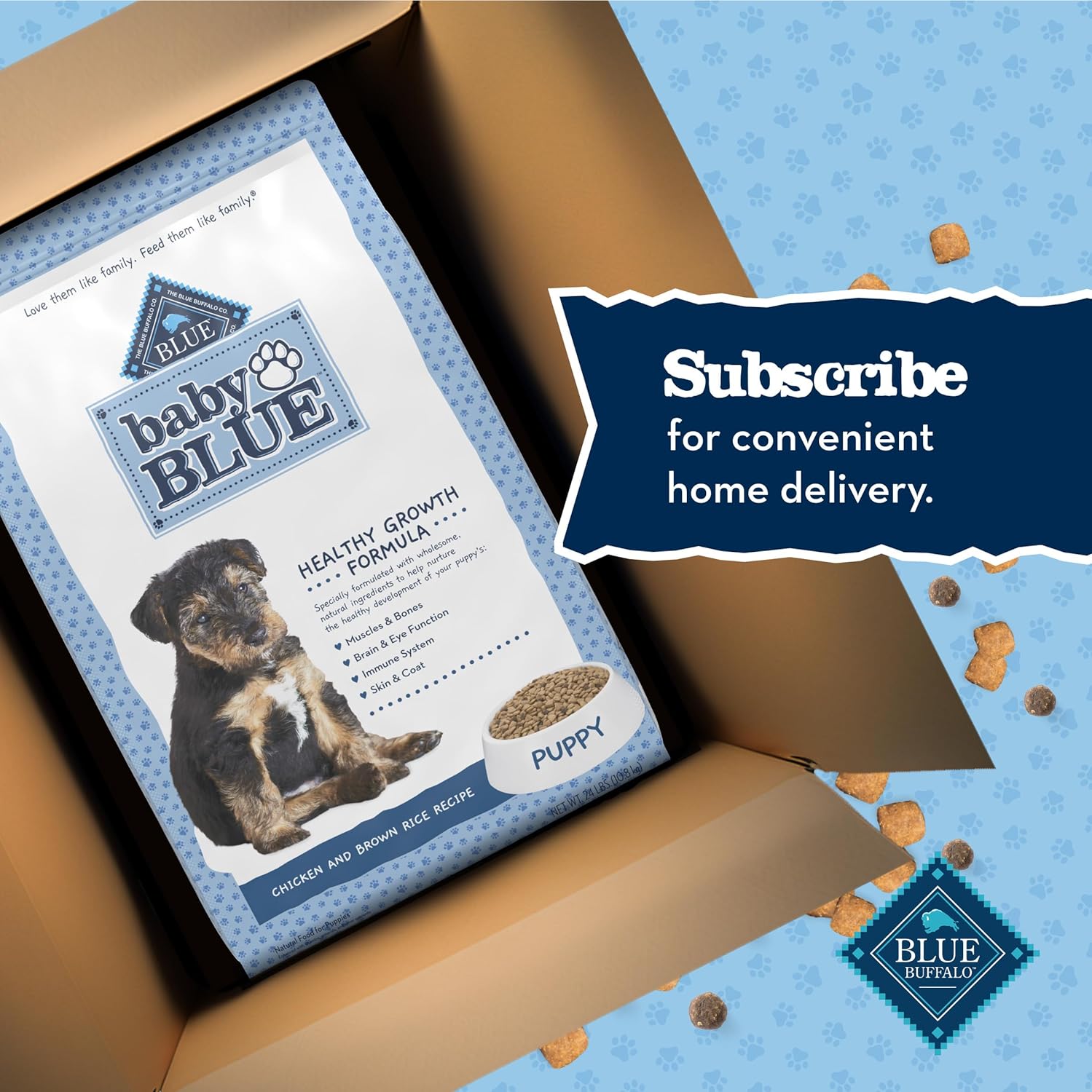 Blue Buffalo Baby Blue Natural Dry Food for Puppies, Healthy Growth Formula with DHA, Savory Chicken Recipe, 24-lb Bag