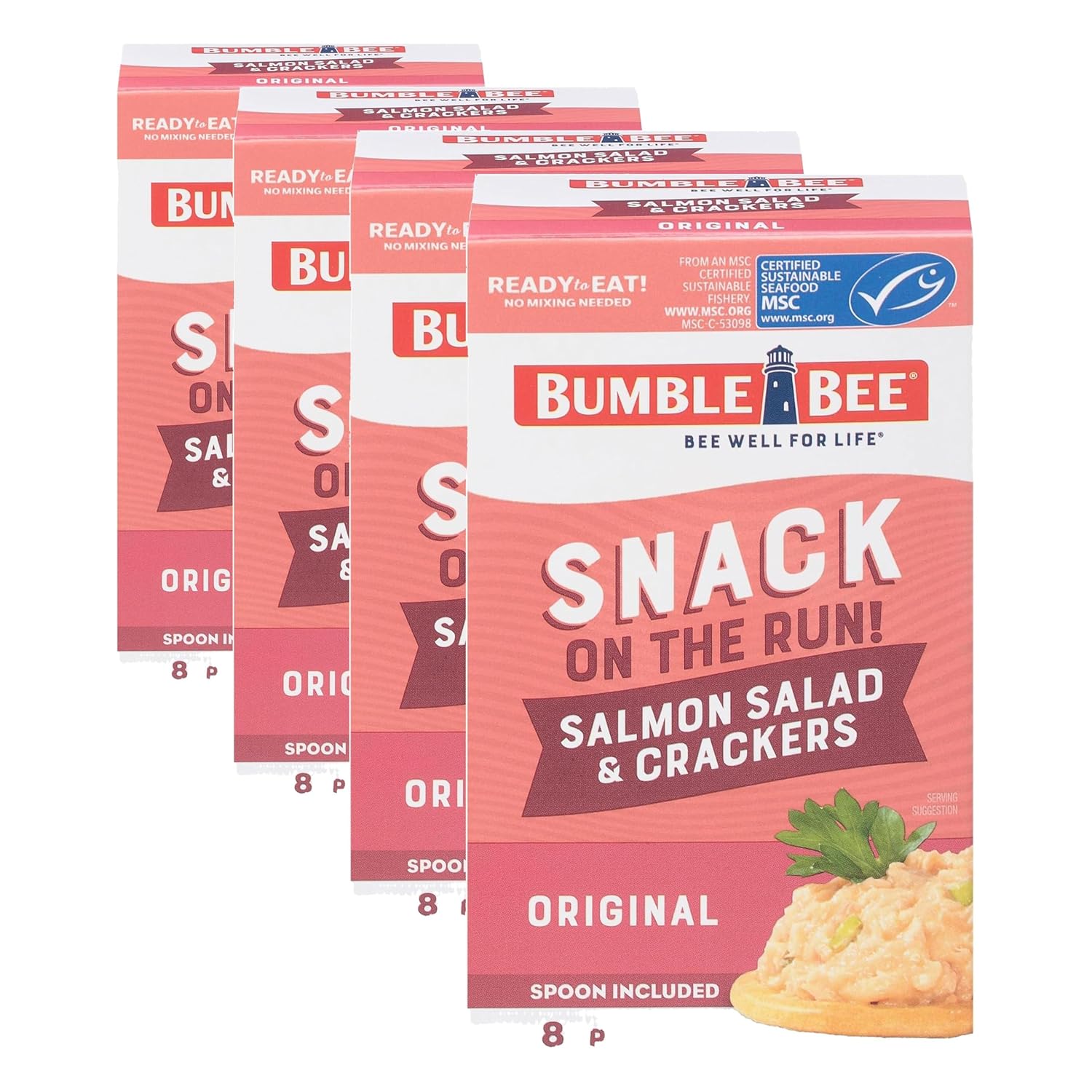 Bumble Bee Snack On The Run Original Tuna Salad with Crackers Kit (Pack of 12) - Ready to Eat Protein Snack Pack - 8g Protein per Box - Wild Caught MSC Certified Tuna