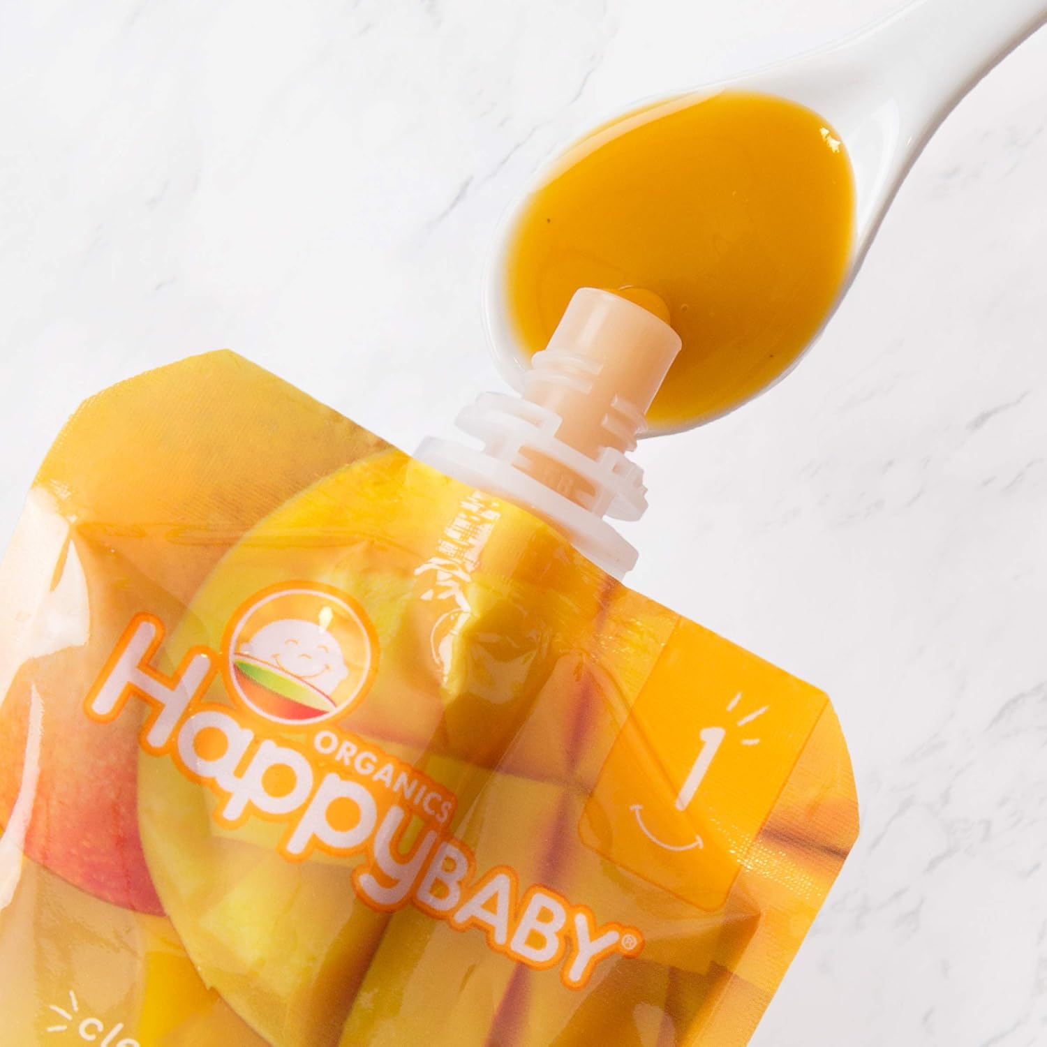 Happy Baby Organics Clearly Crafted Stage 1 Baby Food Pouches, Prunes, 3.5 Ounce Pouch (Pack of 16)