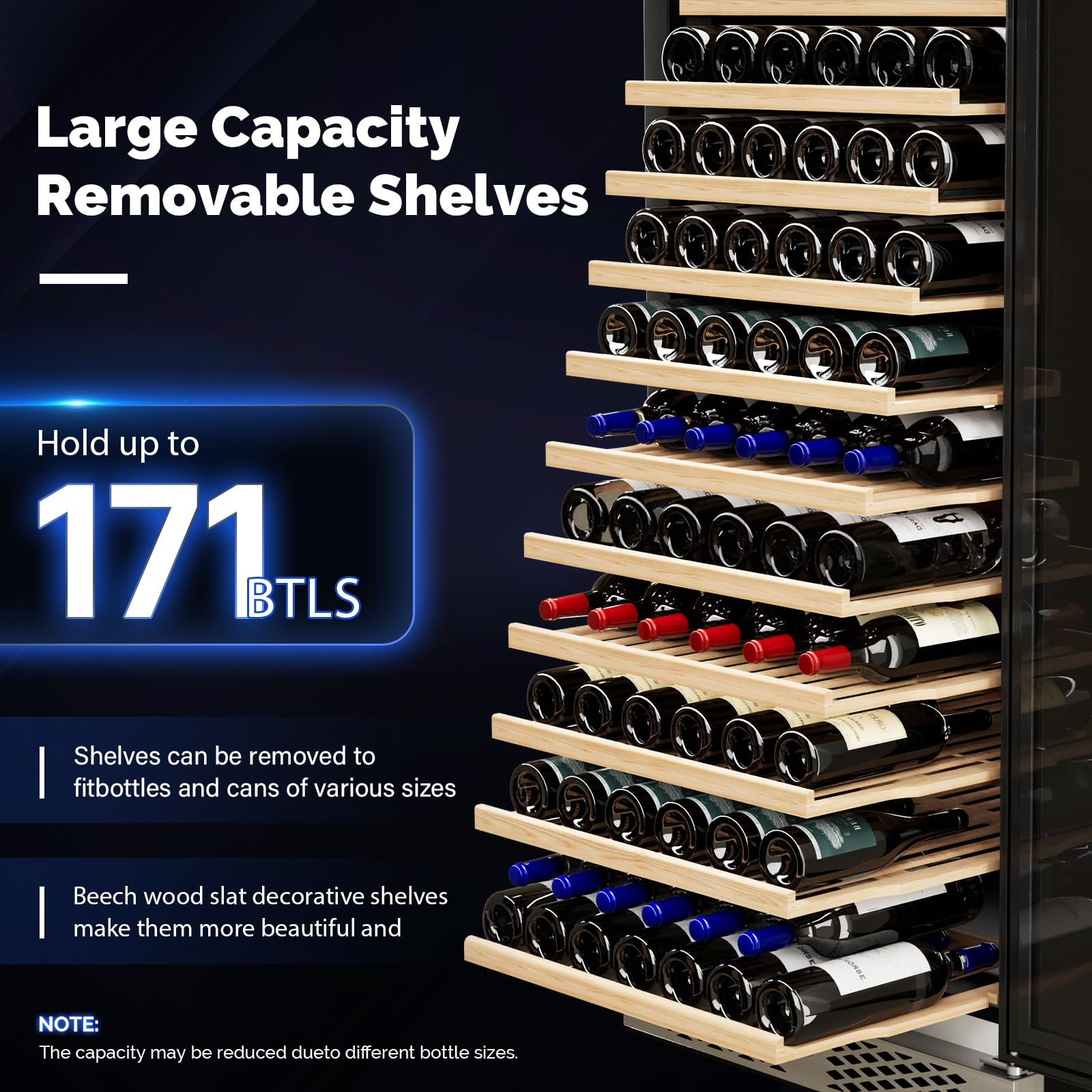 ROVSUN 18 Bottle Wine Fridge, Freestanding Compressor Wine Cooler Refrigerator, Beverage Wine Chiller with Digital Temperature Control & Double-layer Glass Door for Red White Wine, Champagne, Beer