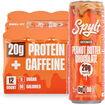 Spylt High Protein Vanilla Milkshake with 60mg Caffeine & 20g Protein - 90 Calories, Ready to Drink, Sugar Free, Lactose Free Milk, Perfect for Workout Recovery & Afternoon Pick Me Up - 12 Count
