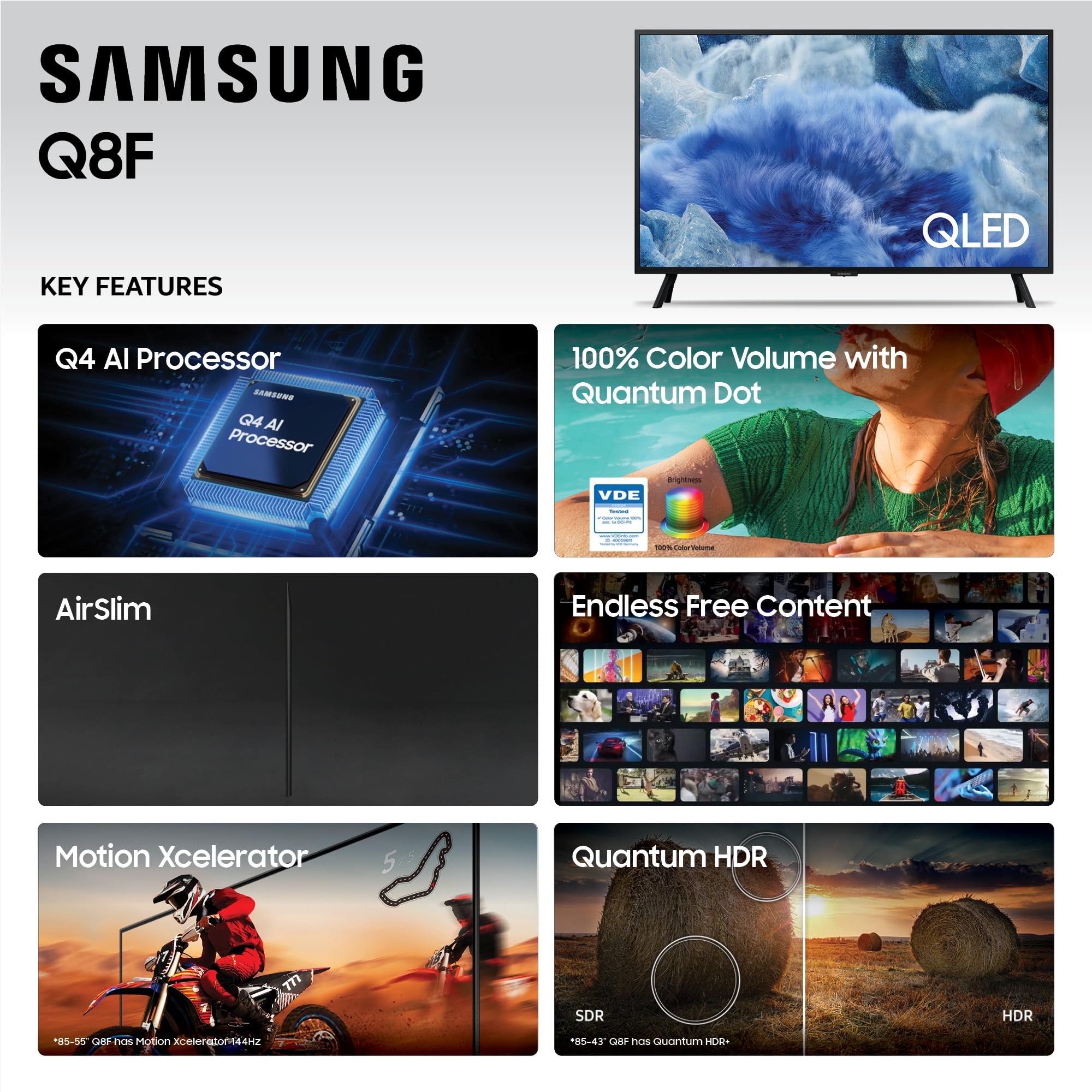 Samsung 32-Inch Class QLED Q8F 4K UHD Smart TV (2025 Model) Q4 AI Processor, 100% Color Volume with Quantum Dot, AirSlim Design, Endless Free Content, Samsung Vision AI, Alexa Built-in