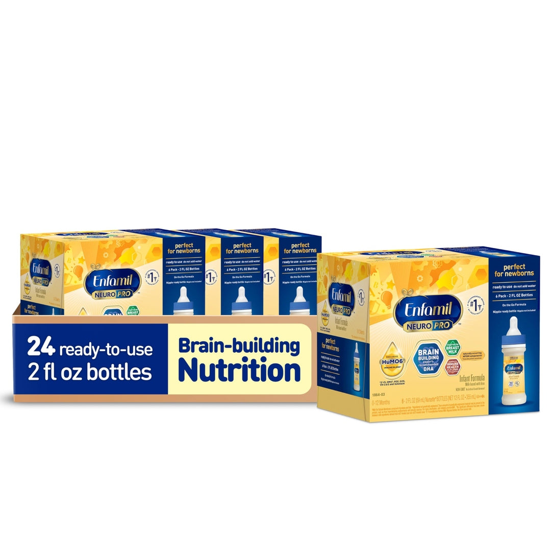 Enfamil NeuroPro Ready-to-Use Baby Formula, Ready to Feed, Brain and Immune Support with DHA, Iron and Prebiotics, Non-GMO, 2 Fl Oz Nursette Bottles (6 count) (Pack of 4), Total 24 bottles