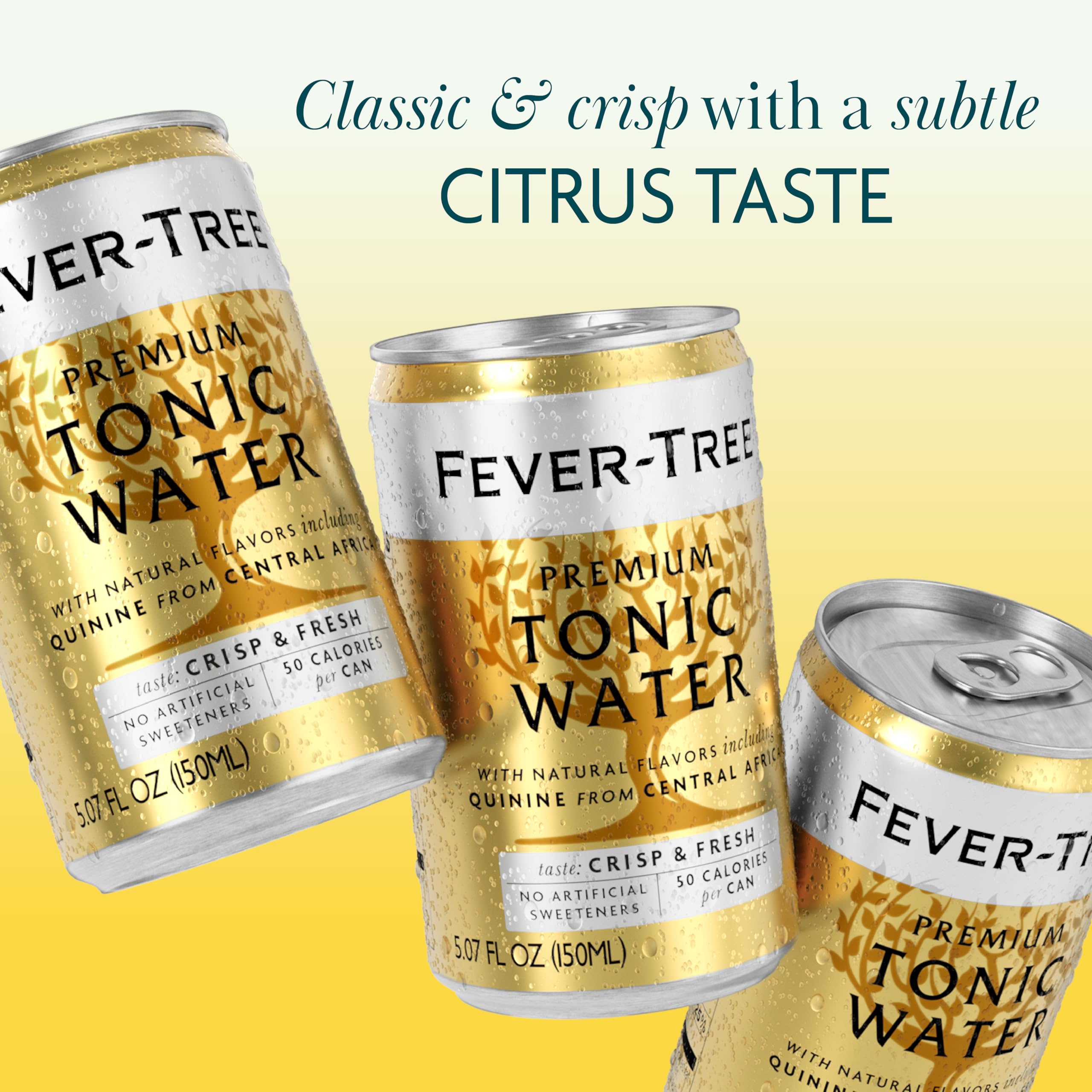Fever Tree Tonic Water - Premium Quality Mixer - Refreshing Beverage for Cocktails & Mocktails. Naturally Sourced Ingredients, No Artificial Sweeteners or Colors - 150 ML Cans - Pack of 24