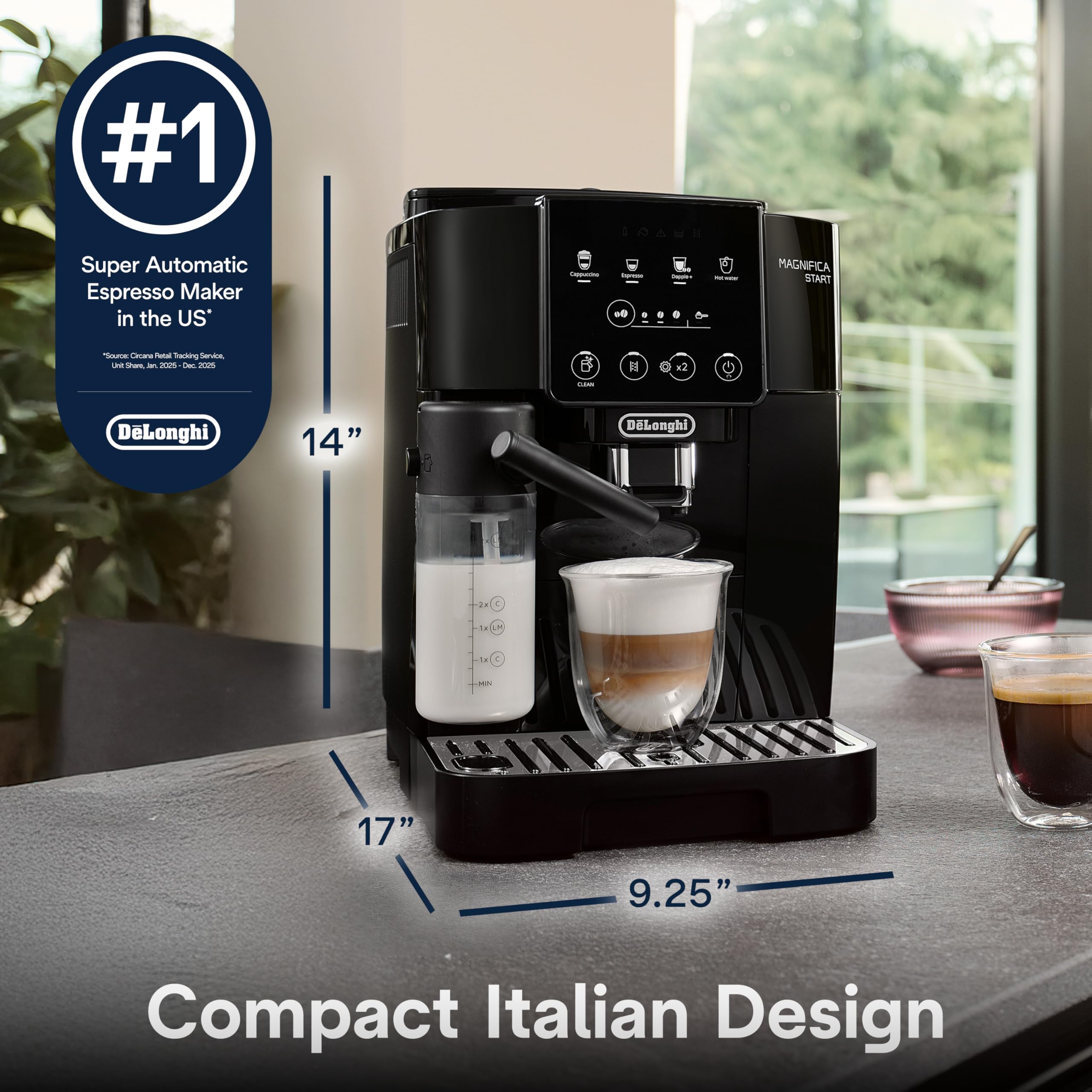 De'Longhi Magnifica Evo Automatic Espresso & Coffee Machine with Auto Milk Frother, Built-in Grinder & Auto-Clean Function - For Latte, Cappuccino, Americano, Iced Coffee, ECAM29084SB , Silver