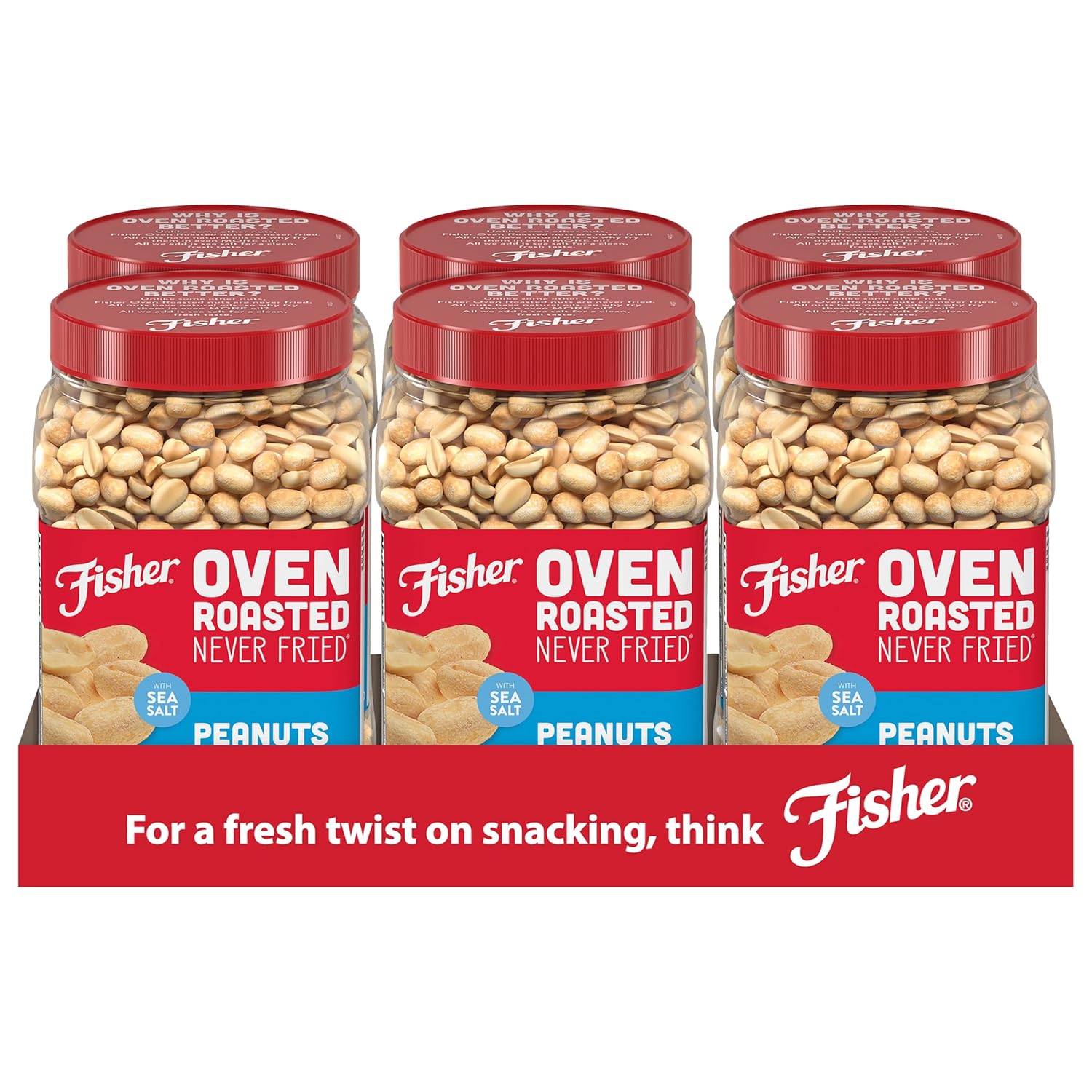 Fisher Oven Roasted Never Fried Deluxe Mixed Nuts, 24 Ounces (Pack of 1), Almonds, Cashews, Pecans, Pistachios, Healthy Snacks for Adults, Made With Sea Salt, No Added Oil, Trail Mix, Gluten Free