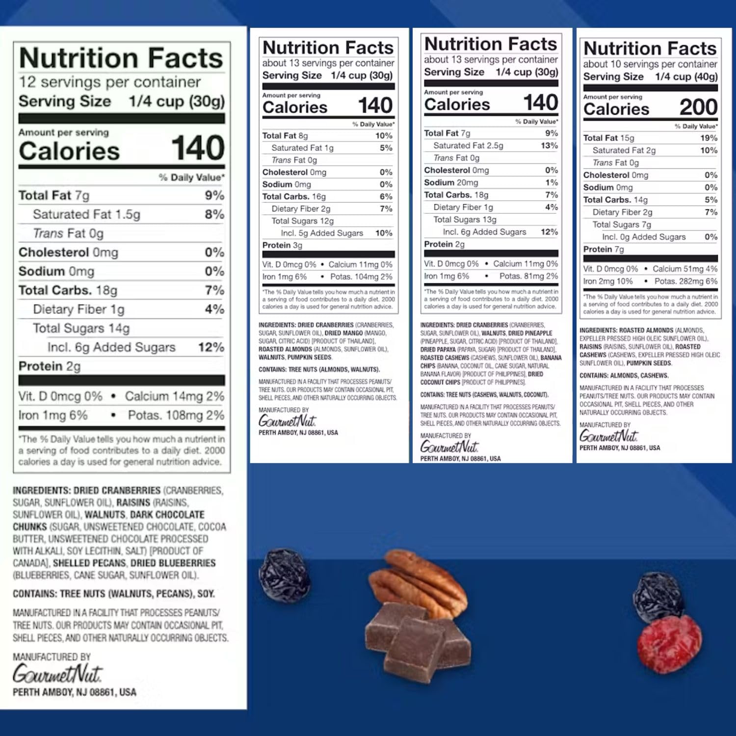 Power Up High Energy Trail Mix By Gourmet Nut, Walnuts, Banana Chips, Cashews, Coconut, Cranberries & Papaya Mix - Keto & Paleo Friendly Snacks - Non GMO Vegan Gluten Free Kosher, 8oz Bags, Pack of 4