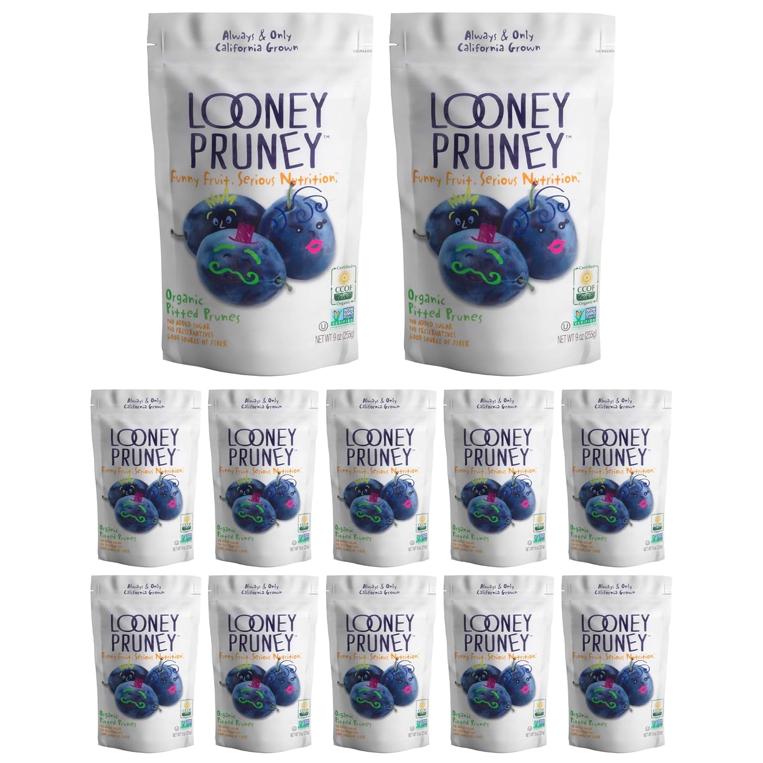 Looney Pruney Organic Pitted Dried Prunes for the Entire Family | Always California-Grown | Kosher | No Added Sugar & No Preservatives (32 oz)