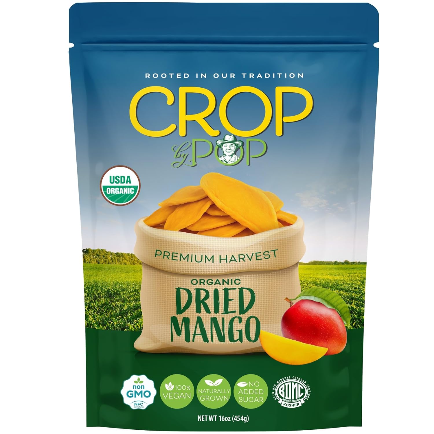 NUT CRAVINGS - Dried California Peaches, No Sugar Added, Unsweetened (16oz, 1 LB) Sweet Healthy Snack, Vegan, Kosher, Resealable Bag