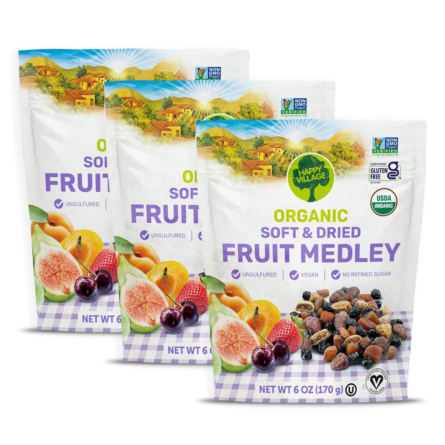 Happy Village Organic Whole Dried Strawberries, 18 OZ Resealable Pack- Soft & Juicy, Kosher, Non-GMO, No Refined Sugar, Apple Juice Infused Dried Strawberry