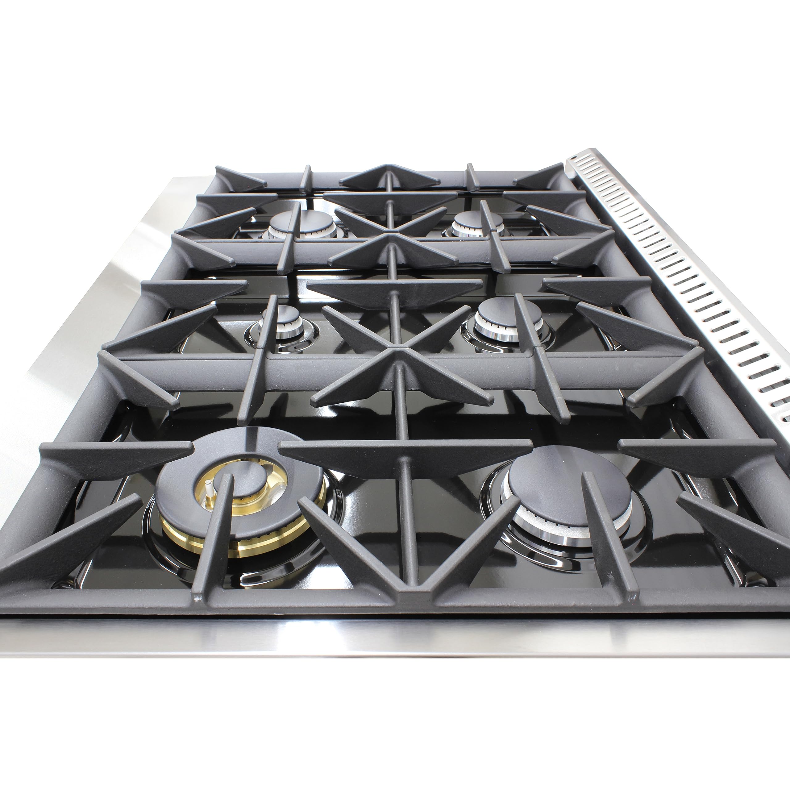 DUURA Elite Gas Range Cooktop, 48-Inch with Double Porcelain Convection Oven and Broil Function, 8 Sealed Burners Continuous Grates with Stainless Steel Construction, 6.7-Cu.Ft, Metallic