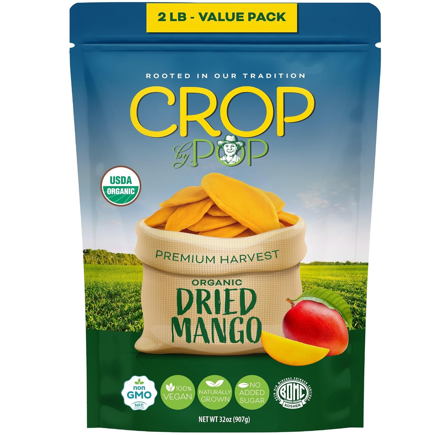 NUT CRAVINGS - Dried California Peaches, No Sugar Added, Unsweetened (16oz, 1 LB) Sweet Healthy Snack, Vegan, Kosher, Resealable Bag
