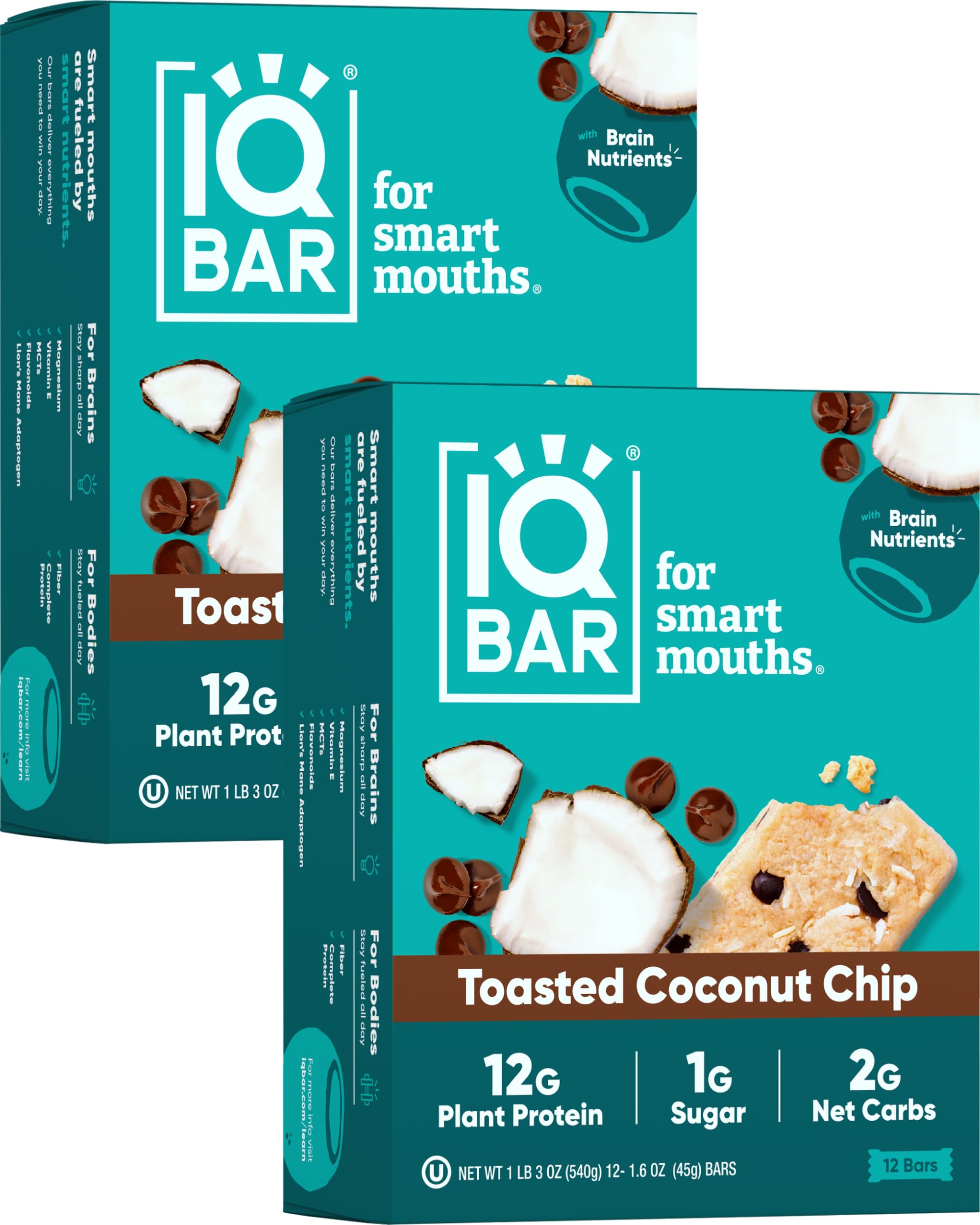 IQBAR Brain and Body Plant Protein Bars - Chocolate Lovers Variety - 36-Count - Keto, Vegan, Low Carb, High Fiber, Gluten Free, Dairy Free, Low Sugar Snack with Nutrients for Focus, Energy, Meal Replacement