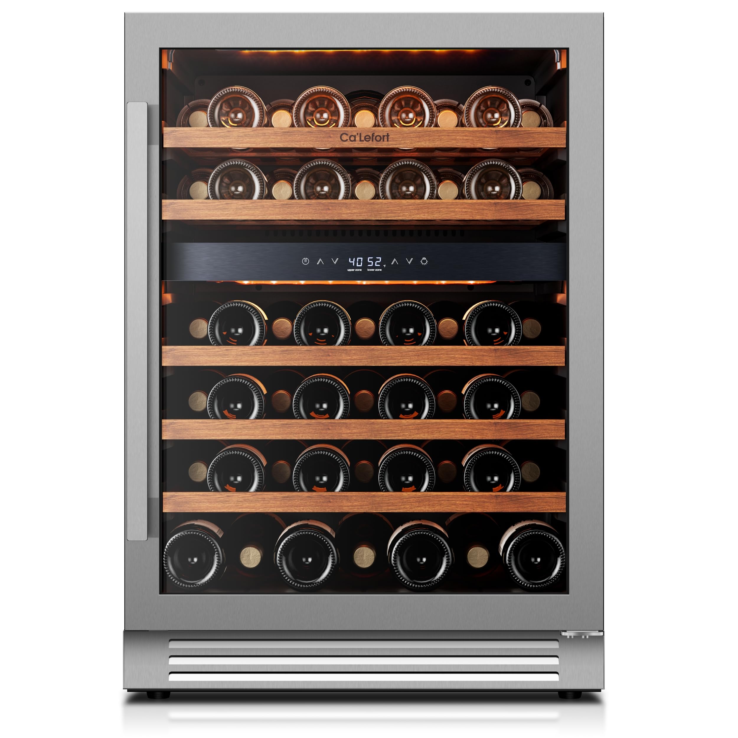Ca'Lefort 15 Inch Wine Fridge, 33 Bottle Wine Cooler Refrigerator, 40-65°F Wine Refrigerator Glass Door, 3 LED Wine Fridge, Built-in or Freestanding Fridge for Home/Bar/Kitchen (3.0 cu.ft)