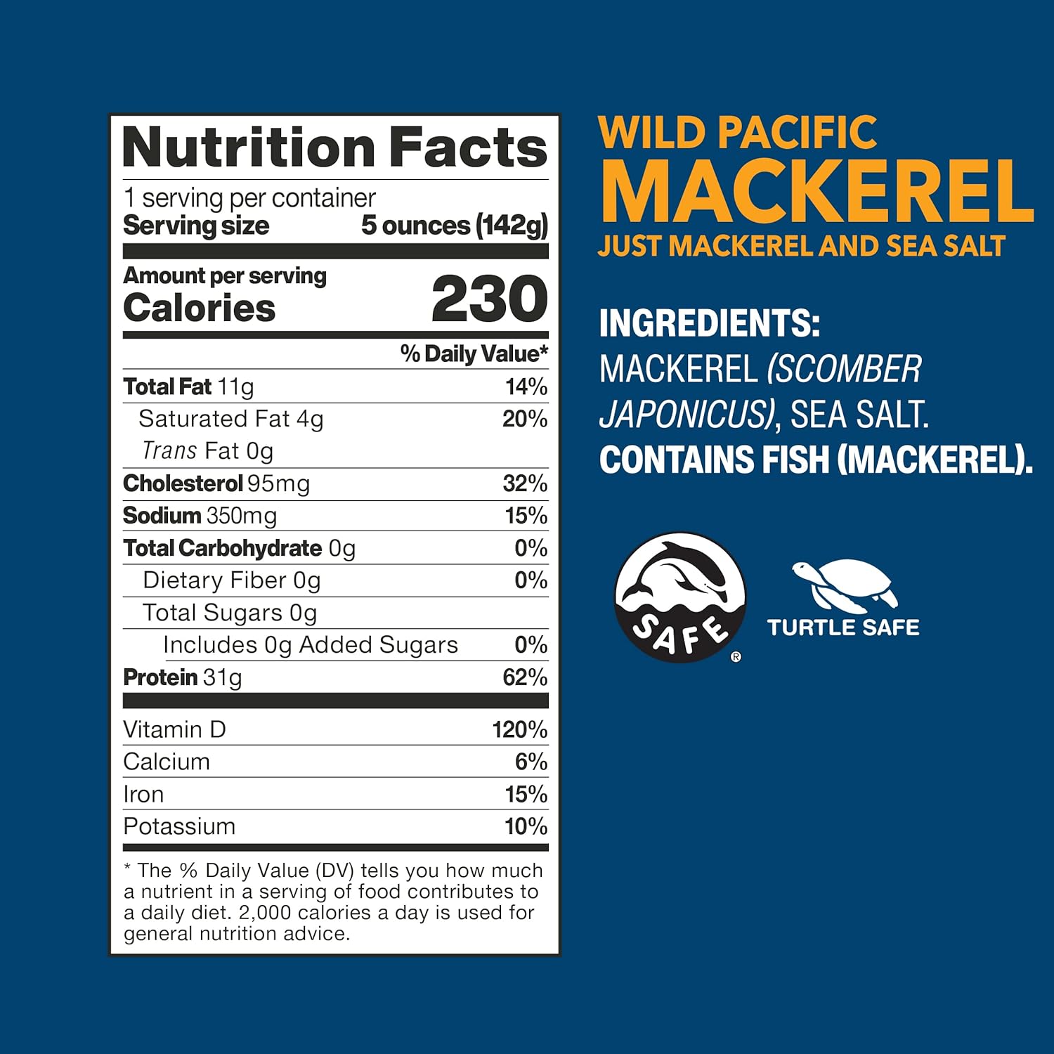 Wild Planet Wild Pacific Mackerel Fillets (SABA), Skin-On & Boneless, Delicious & Sustainable, Tinned Fish, 5 oz, (Pack of 12)