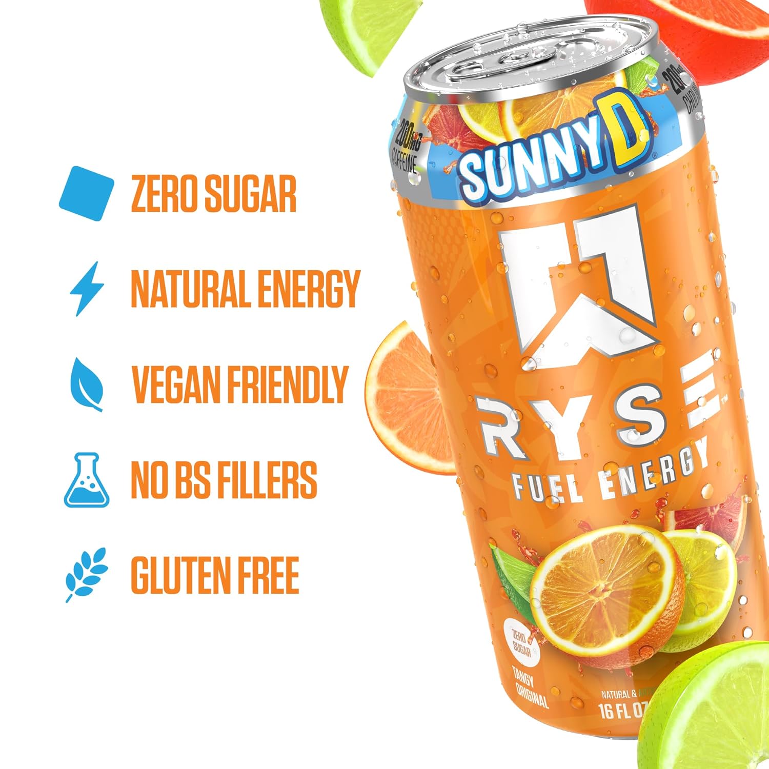 RYSE Fuel Energy Drink - Variety Pack - Sugar Free, Gluten Free & Vegan - 200mg Natural Caffeine, Taurine & Choline for Focus & Energy - No Artificial Colors - 16 fl oz Cans (12-Pack)