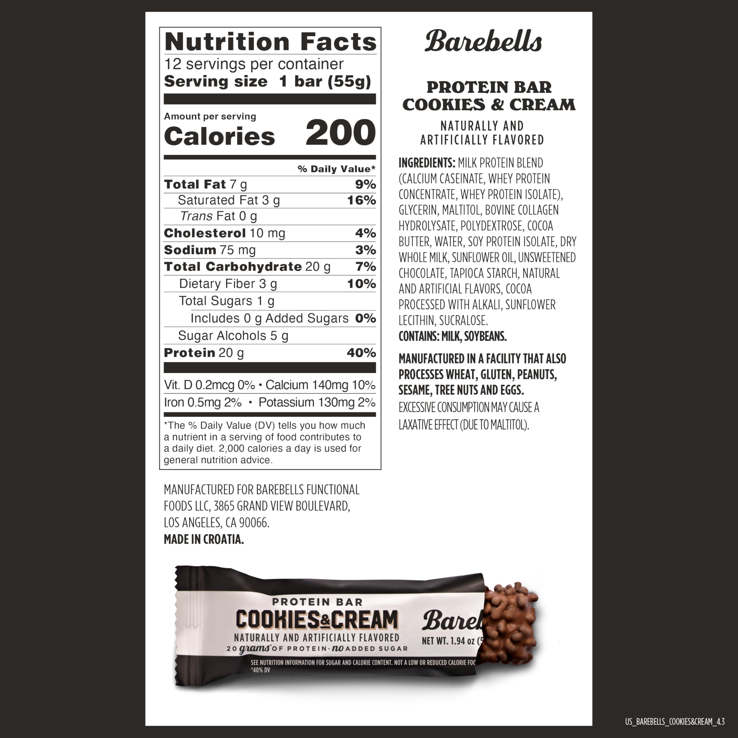 Barebells Protein Bars Salty Peanut - 12 Count, 20g High Protein Treats - Chocolate Nutrition Bar with 1g Total Sugars - On-The-Go Breakfast or Post-Workout Snack