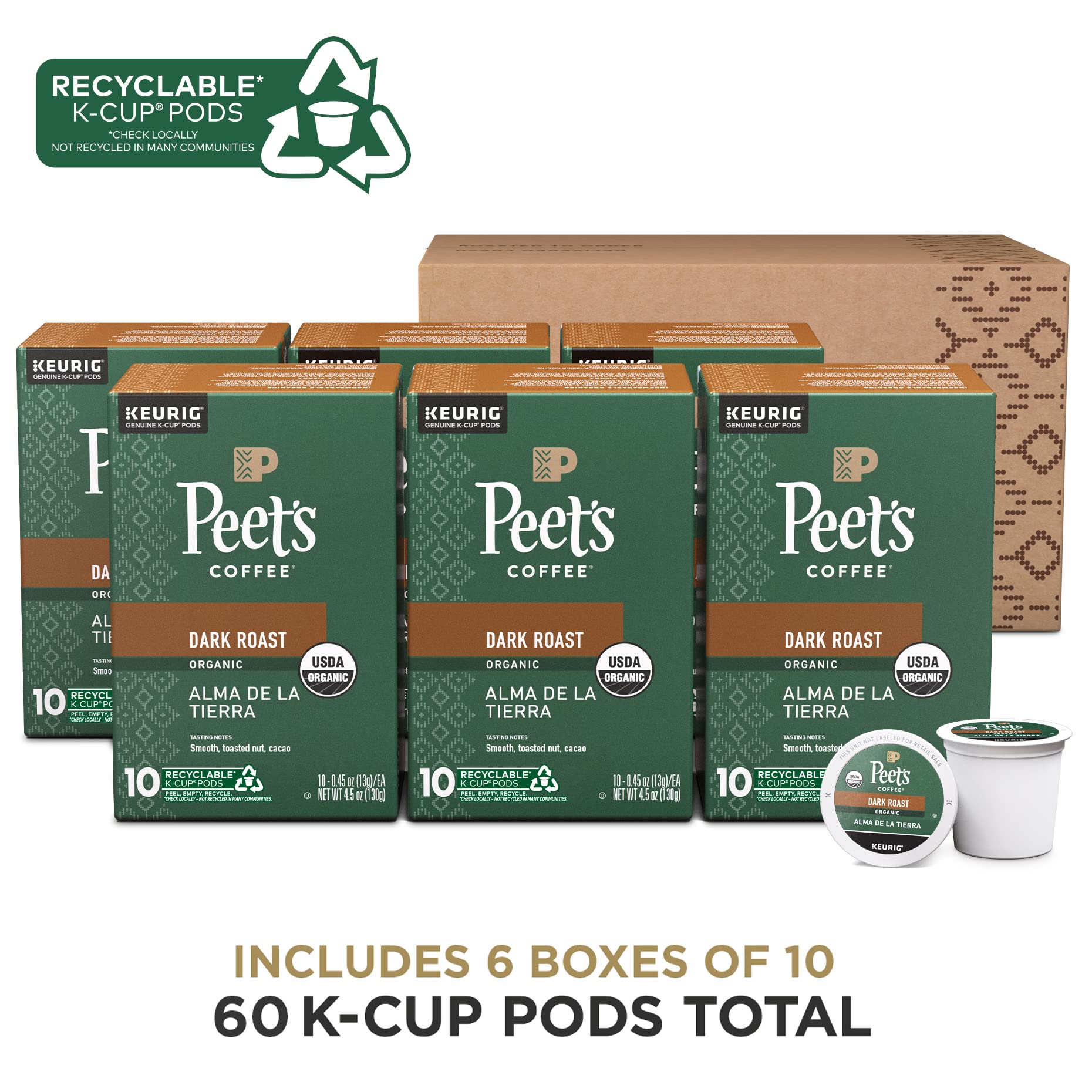 Peet's Coffee, Dark Roast Keurig K-Cup Pods - Major Dickason's Blend 75 Count (1 Box of 75 Pods)
