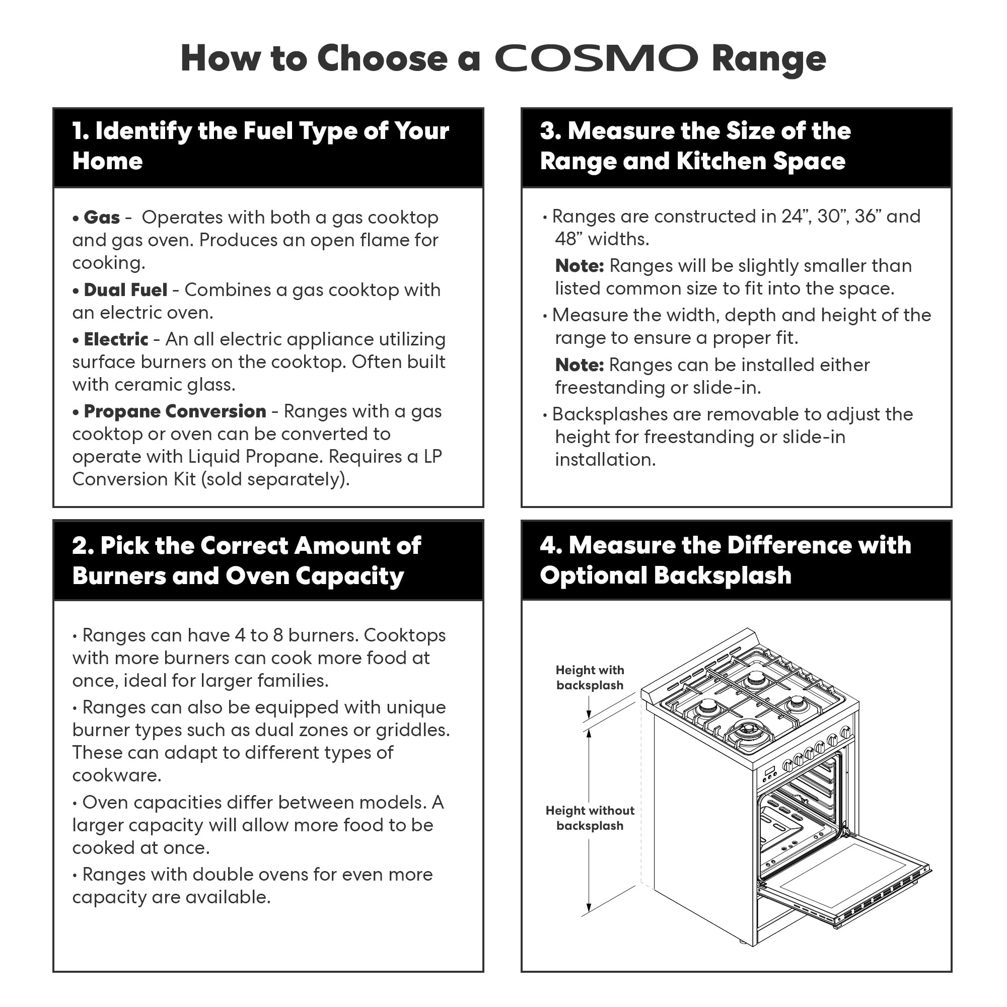 COSMO COS-EPGR366 36 in. Haven Collection 6.0 cu. ft. Gas Range, 6 Burners, Convection Oven, Knob LEDs, Storage Drawer, Stainless Steel