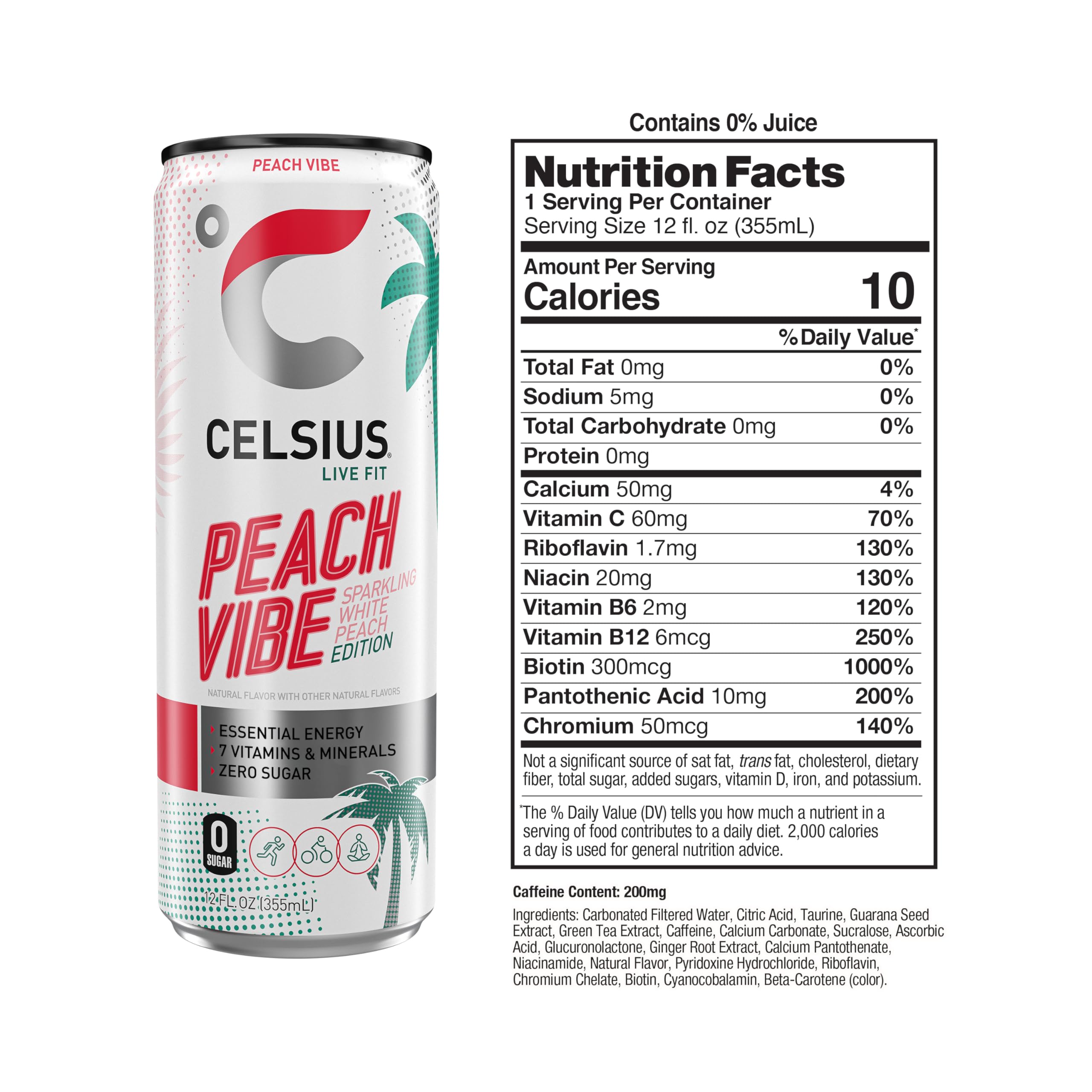 CELSIUS ASTRO VIBE Sparkling Blue Razz, Sugar Free Energy Drink, 12 Fl Oz (Pack of 12)