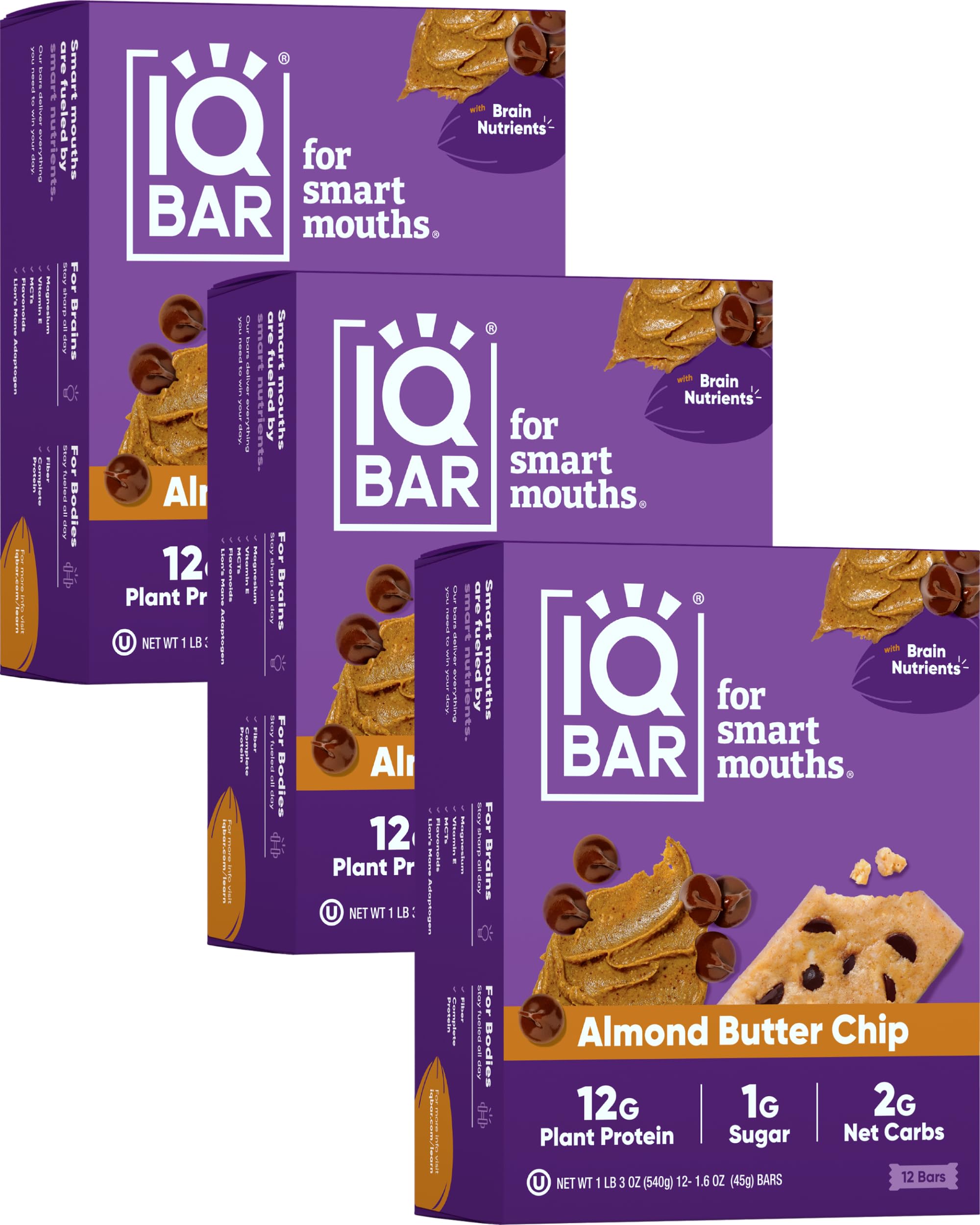 IQBAR Brain and Body Plant Protein Bars - Chocolate Lovers Variety - 36-Count - Keto, Vegan, Low Carb, High Fiber, Gluten Free, Dairy Free, Low Sugar Snack with Nutrients for Focus, Energy, Meal Replacement