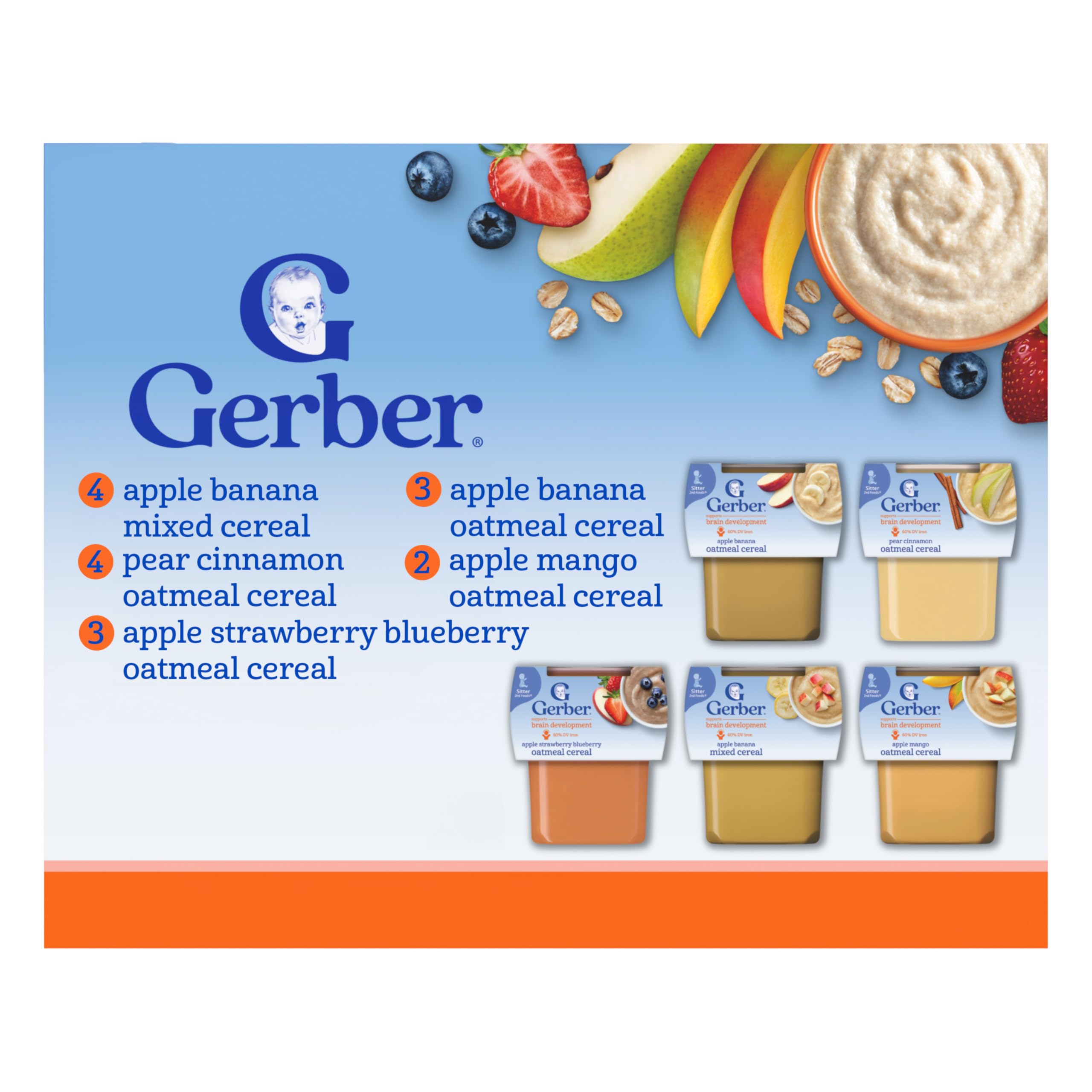 Gerber Stage 2 Baby Food, Nourishing Blends Tubs, Meat Meals Powerblend, Baby Puree, Variety Pack, 32PK