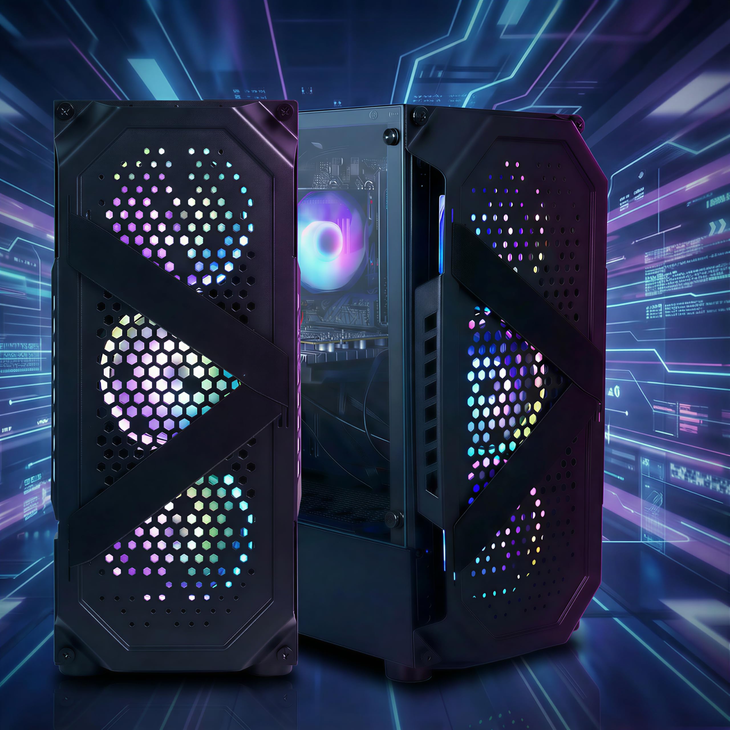 STGAubron Prebuilt Gaming PC Desktop, Radeon RX 550 4G, Intel Core i5 up to 3.6GHz, 16G RAM, 512G SSD, WiFi 6, BT 5.0, RGB Fan x2, Windows 11 Home