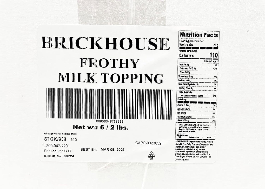 Brickhouse Frothy Milk Topping Mix – Soluble Milk Powder for Cappuccino, Latte & Hot Beverages, 6/2lb Bags