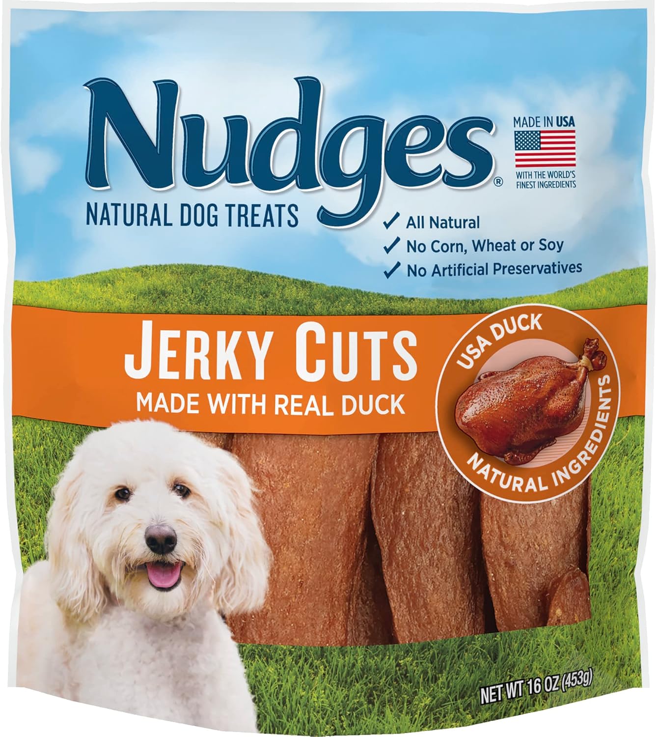Blue Buffalo Nudges Jerky Bites Dog Treats, Made in the USA with Natural Ingredients, Bite-Sized Pieces, Chicken, 16-oz Bag