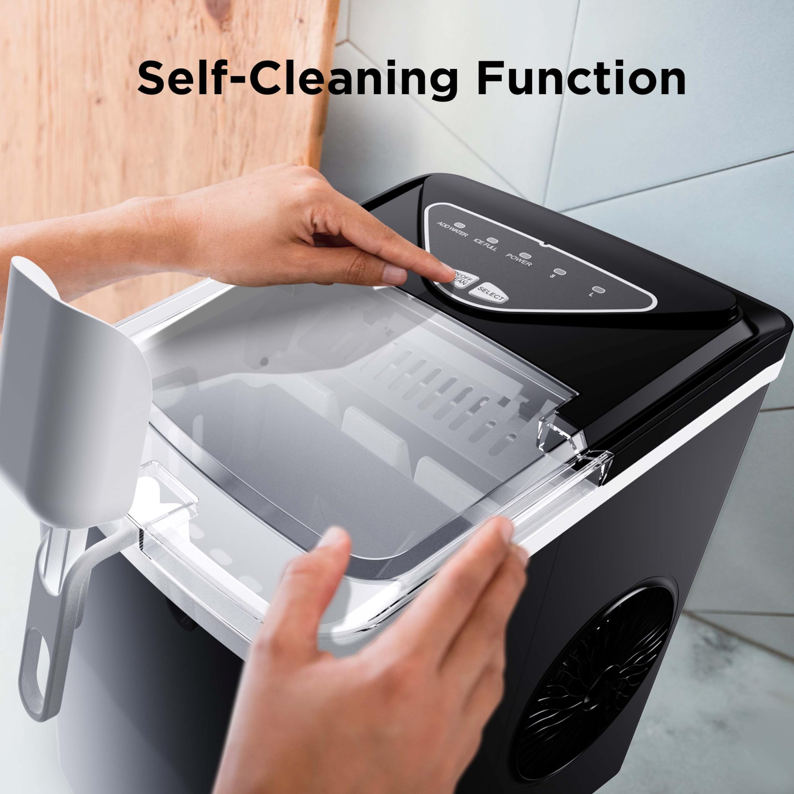 Nugget Ice Maker Countertop, Silonn Chewable Pellet Ice Machine with Self-Cleanin Function, 36lbs/24H Portable Ice Makers for Home Kitchen Officce, Black
