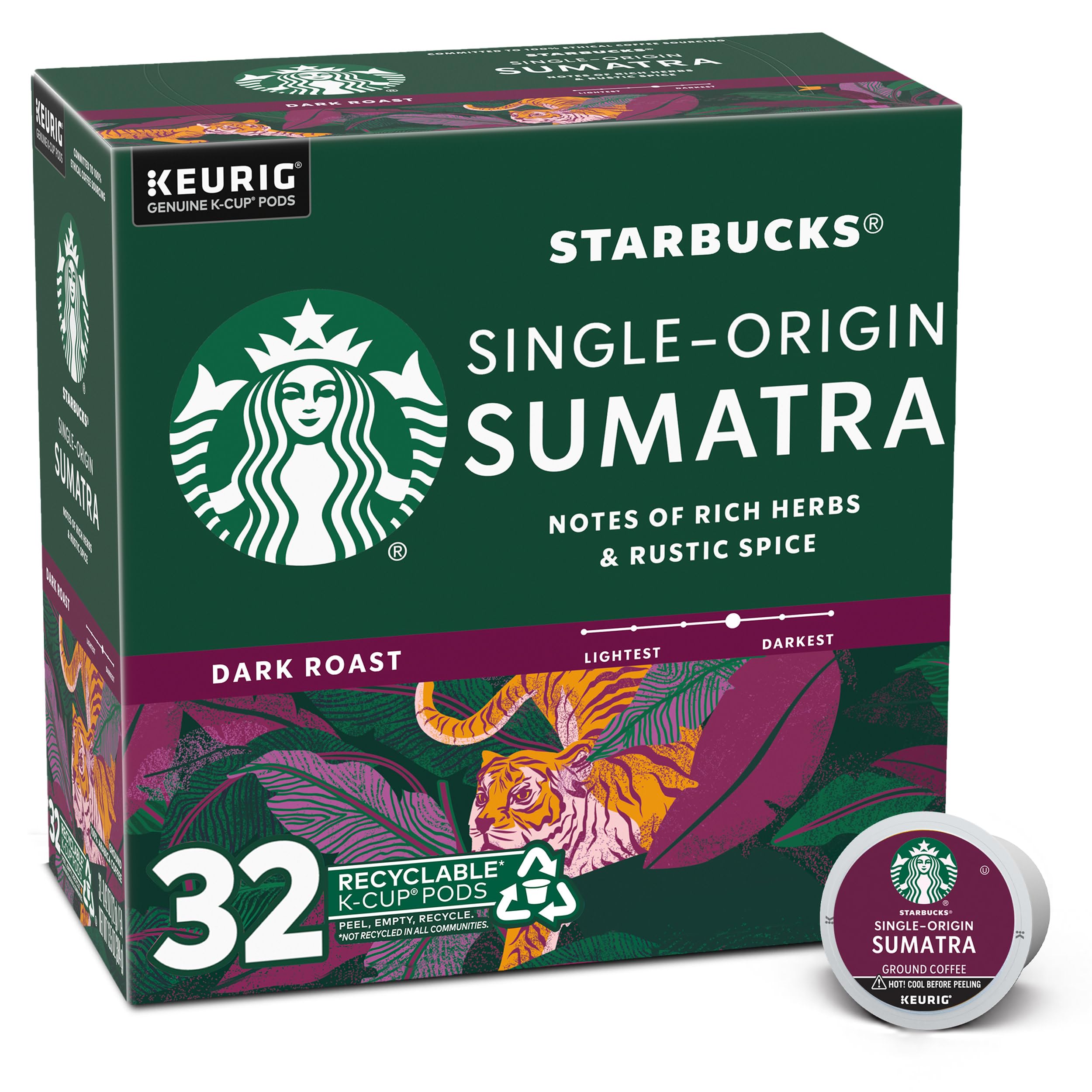 Starbucks K-Cup Coffee Pods, Dark Roast Hot or Iced Coffee, French Roast, 96 Keurig Pods