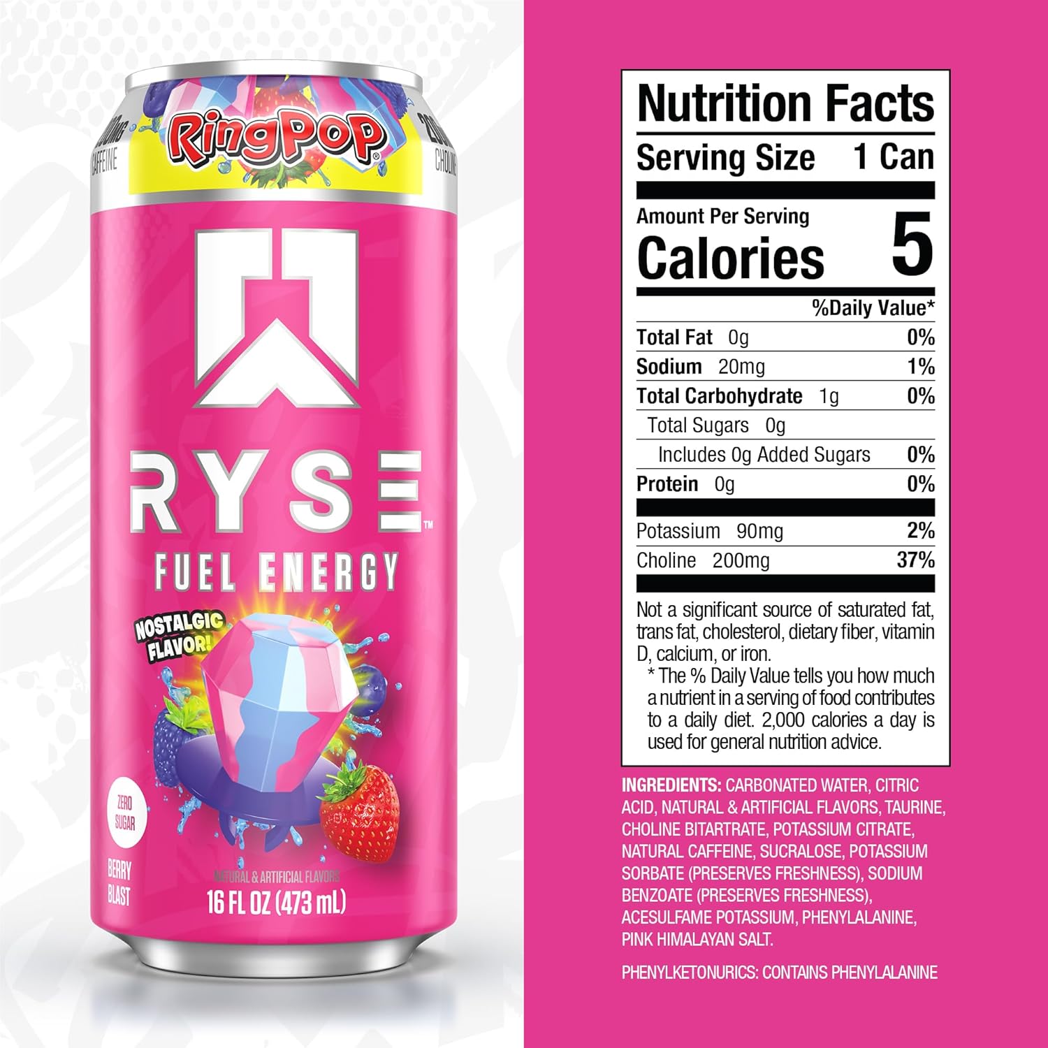 RYSE Fuel Energy Drink - Variety Pack - Sugar Free, Gluten Free & Vegan - 200mg Natural Caffeine, Taurine & Choline for Focus & Energy - No Artificial Colors - 16 fl oz Cans (12-Pack)
