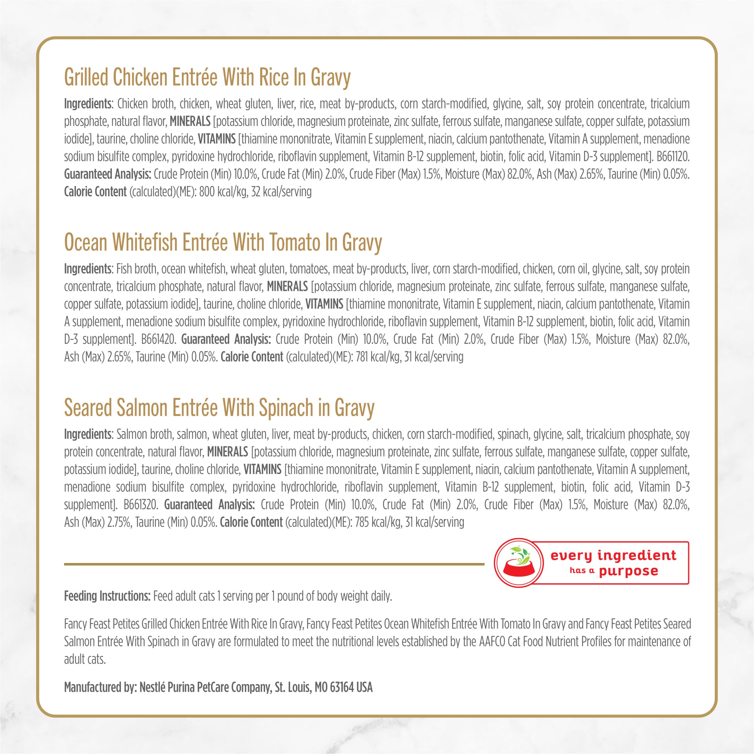 Purina Fancy Feast Gourmet Wet Cat Food Variety Pack, Petites Gravy Collection, break-apart tubs, 48 servings - (Pack of 24) 2.8 oz. Tubs